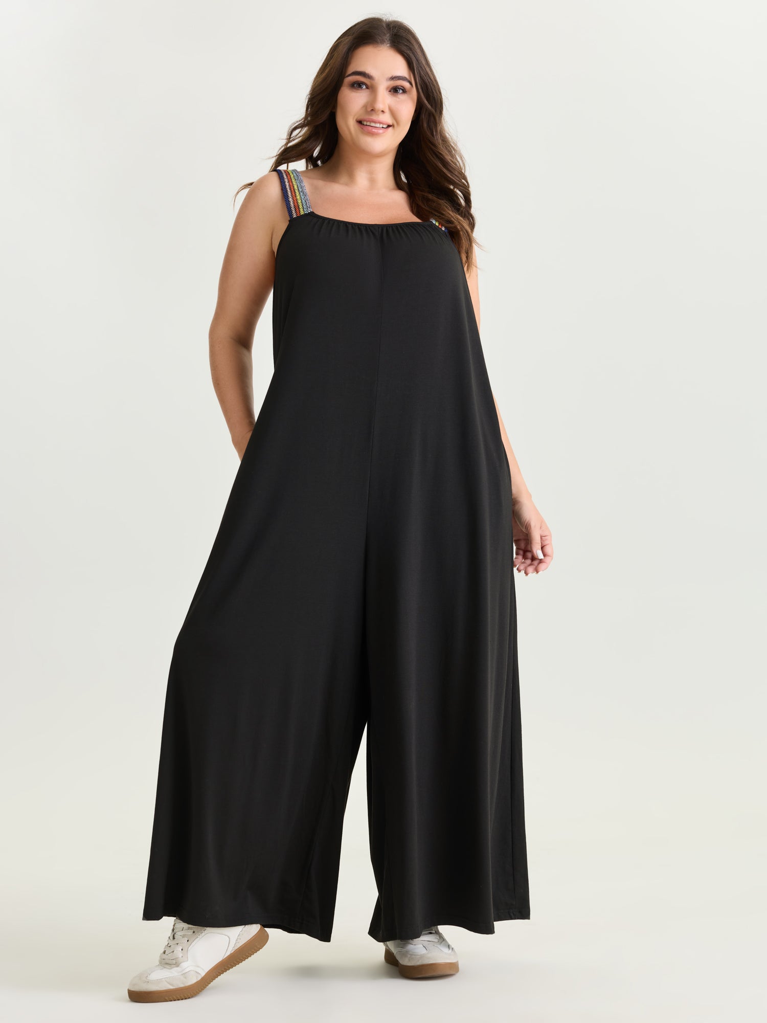Supersoft Stretchy Colorful Straps Jumpsuit