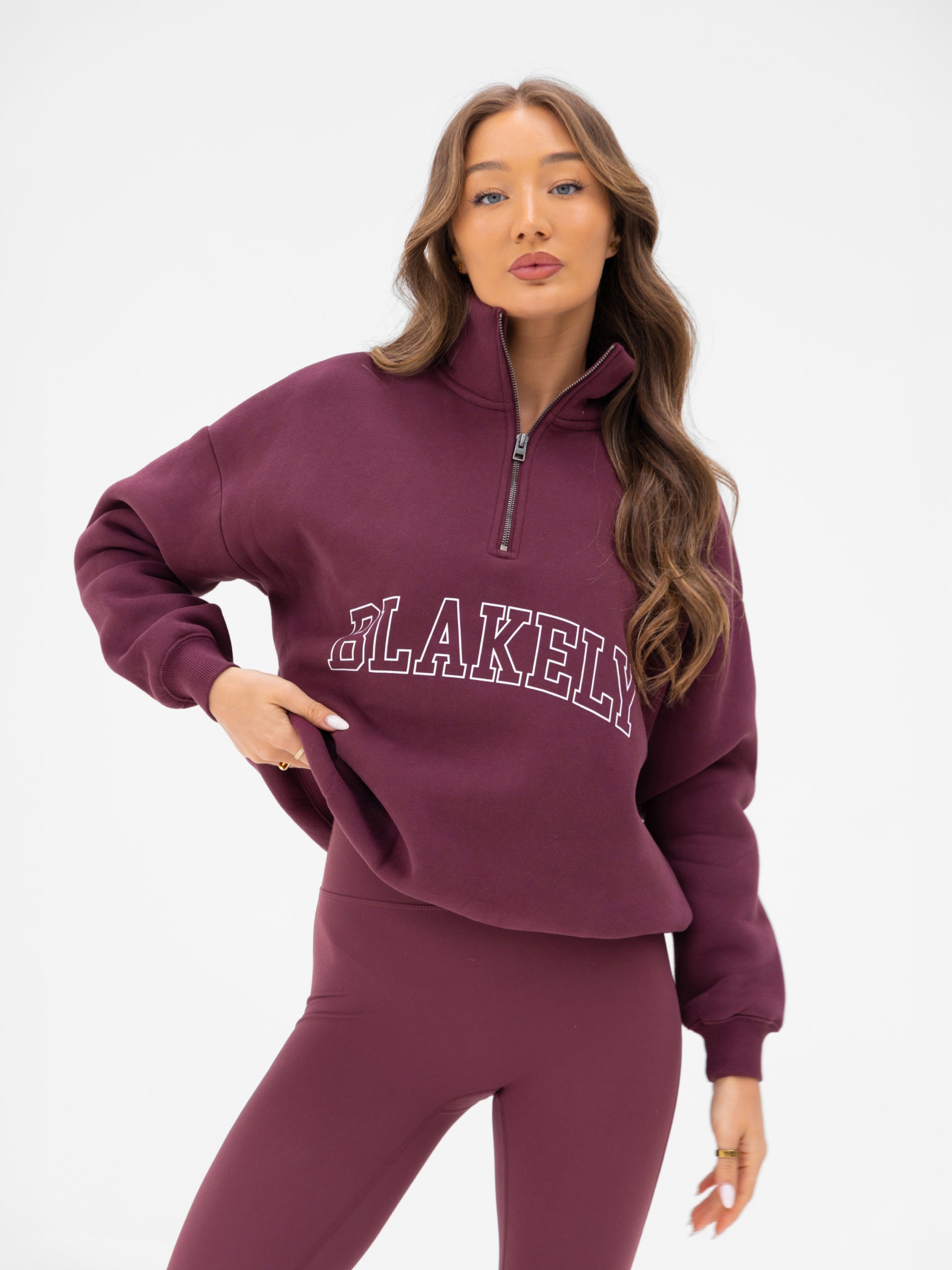 Outline Varsity 1/4 Zip Jumper - Old Burgundy