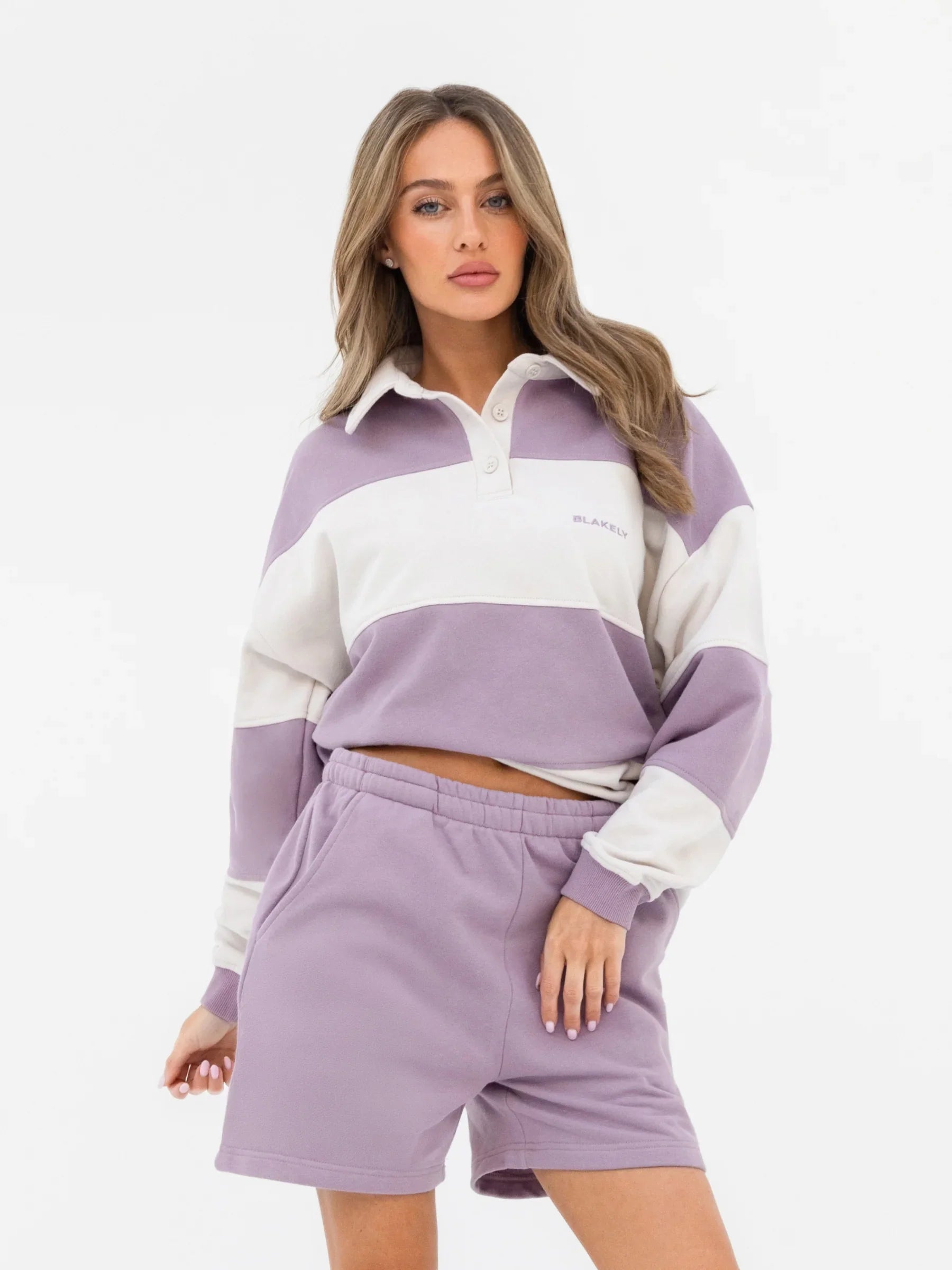Harper Rugby Shirt - Lilac & Off White