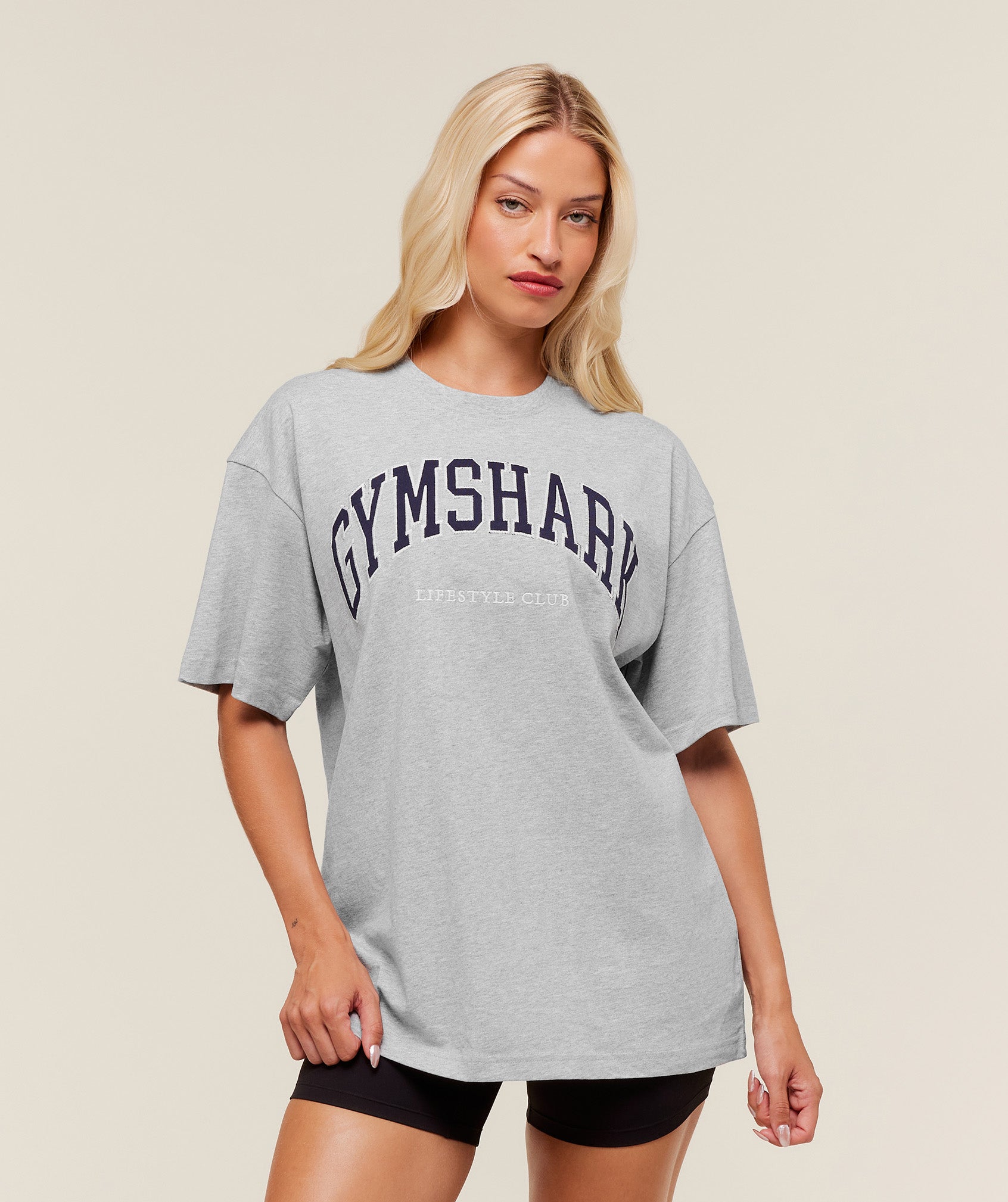 Gymshark Collegiate Graphic T-Shirt - Light Grey Core Marl