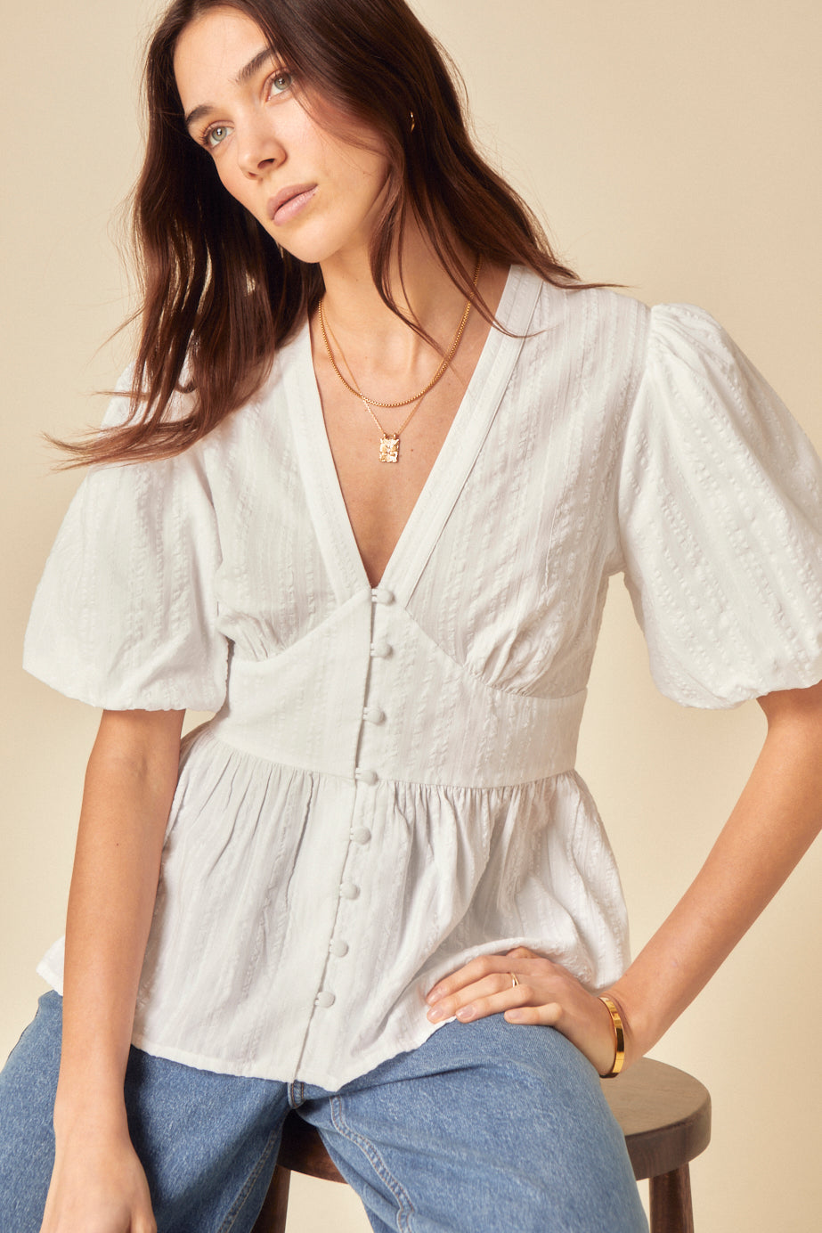 White Puff Sleeve Starlight Top