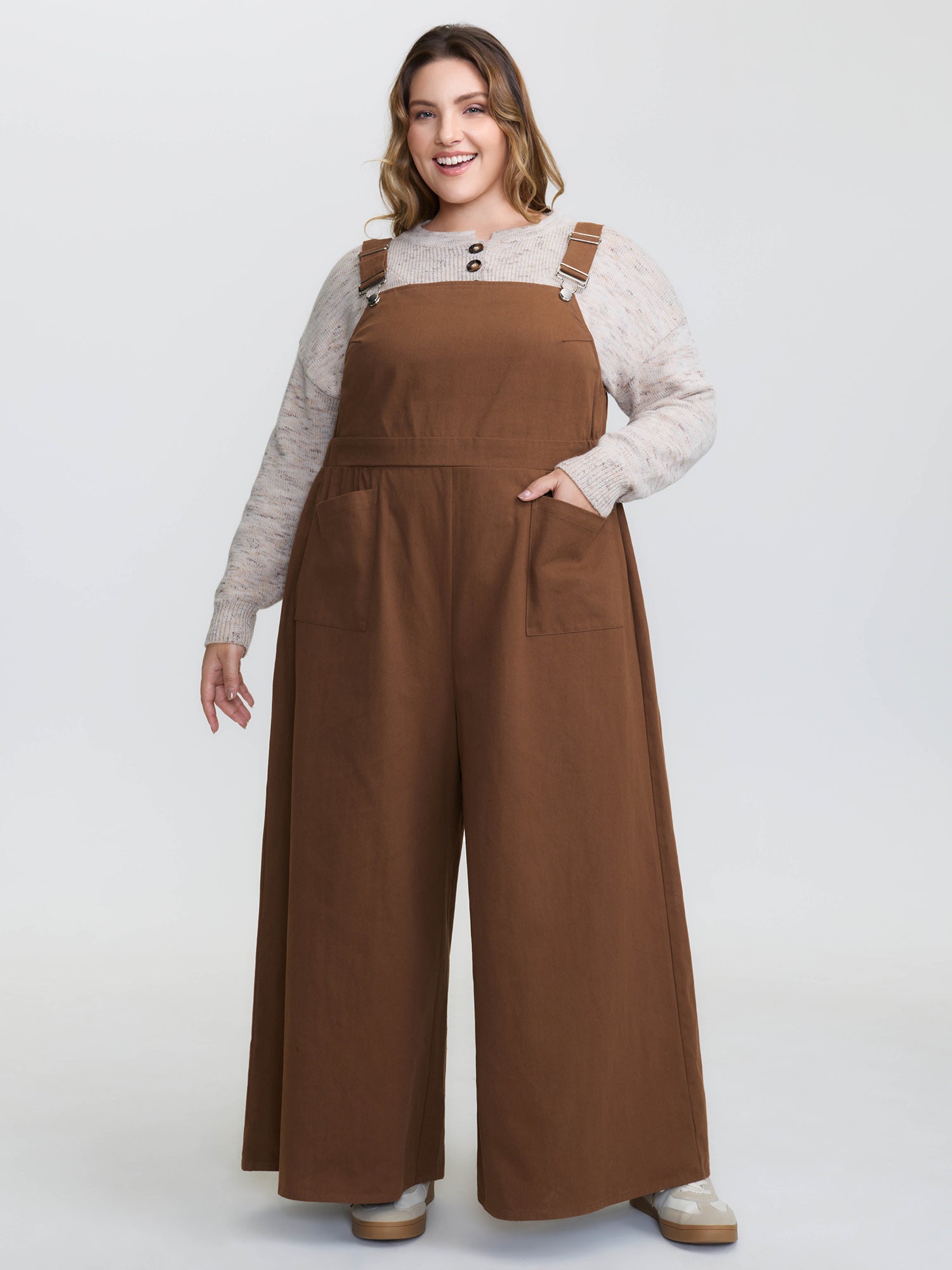 Adjustable Overall Strap Wide-Leg Jumpsuit