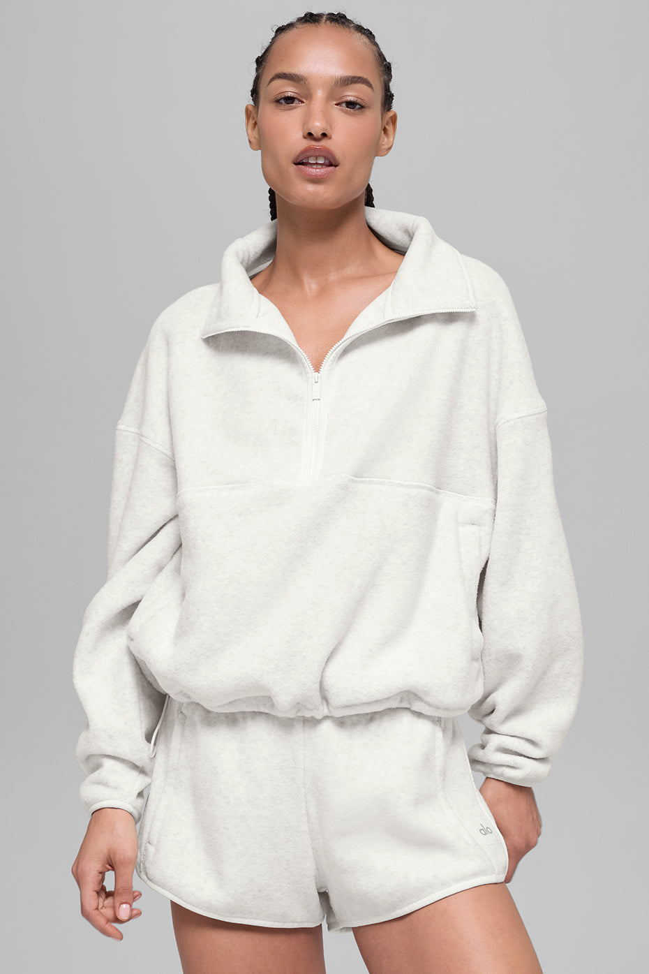 Polar Fleece Retreat Cover Up - White Heather Grey