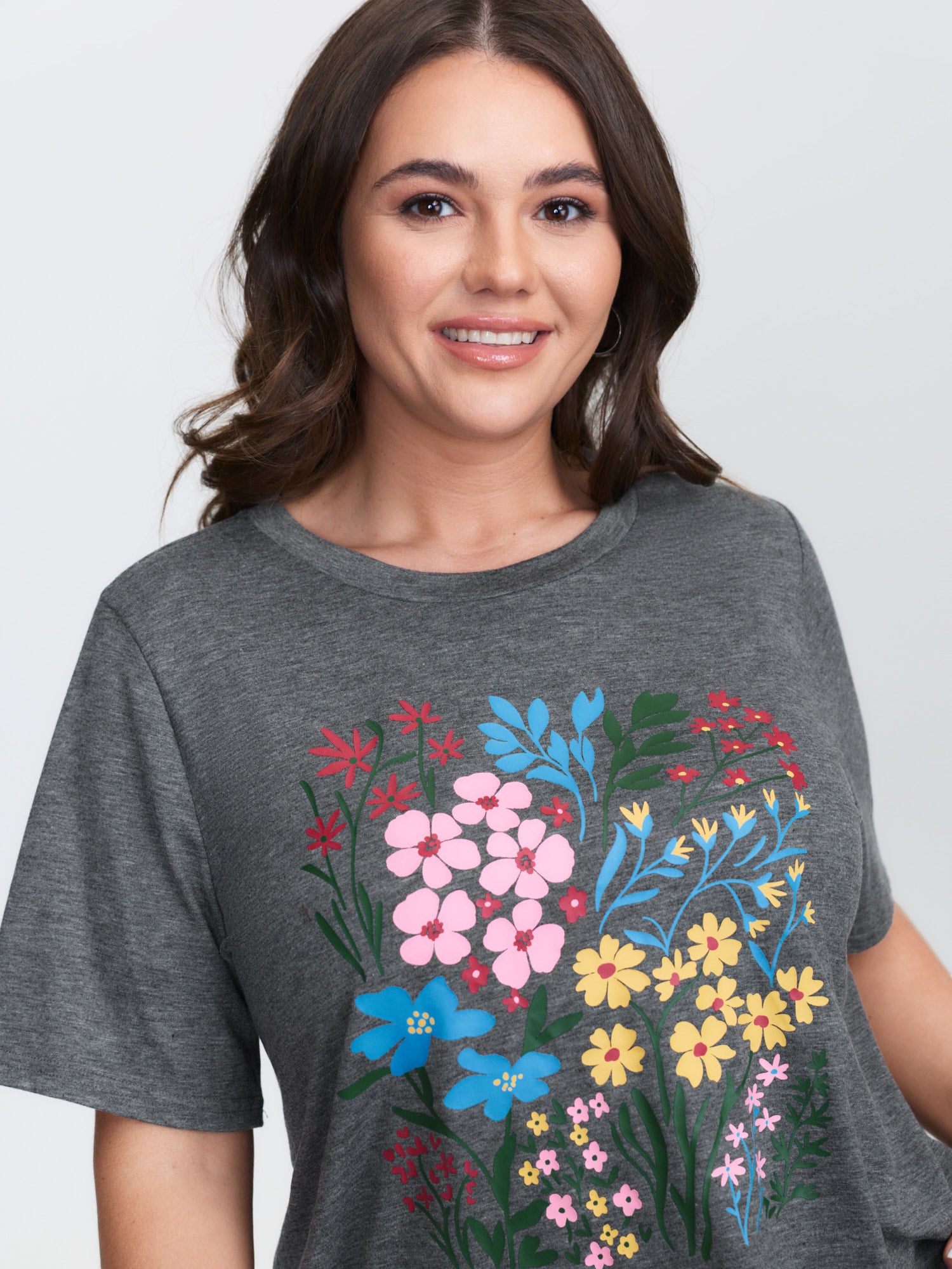 Colorful Floral Round Neck T-Shirt