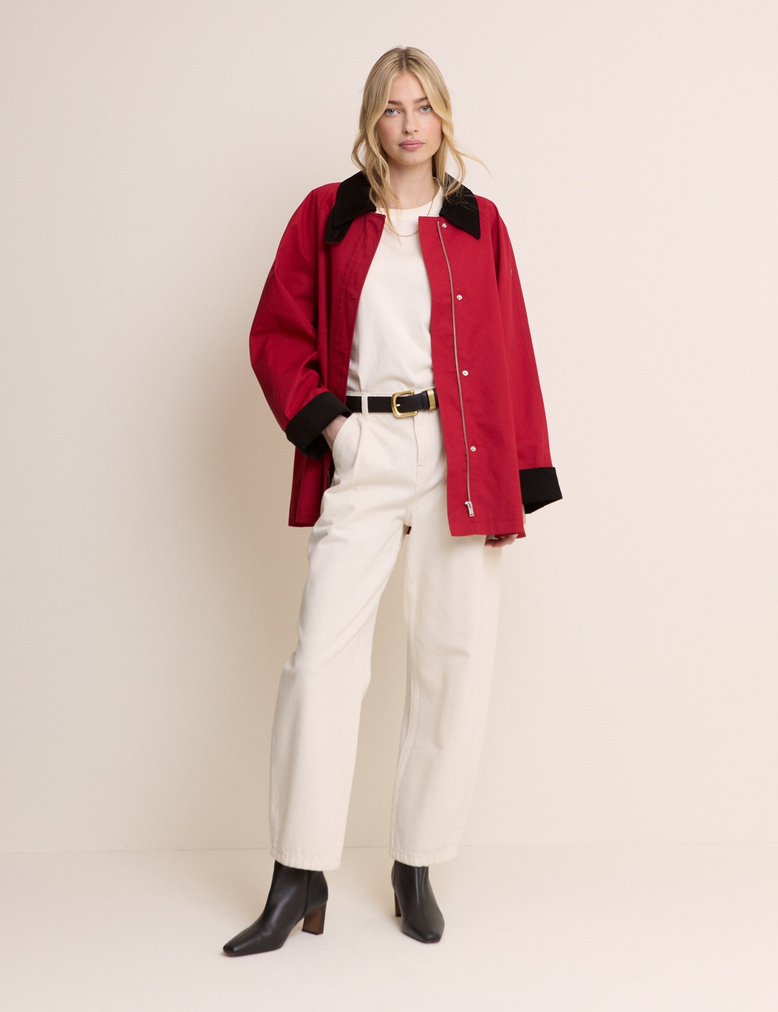 Red Cord Detail Barn Jacket