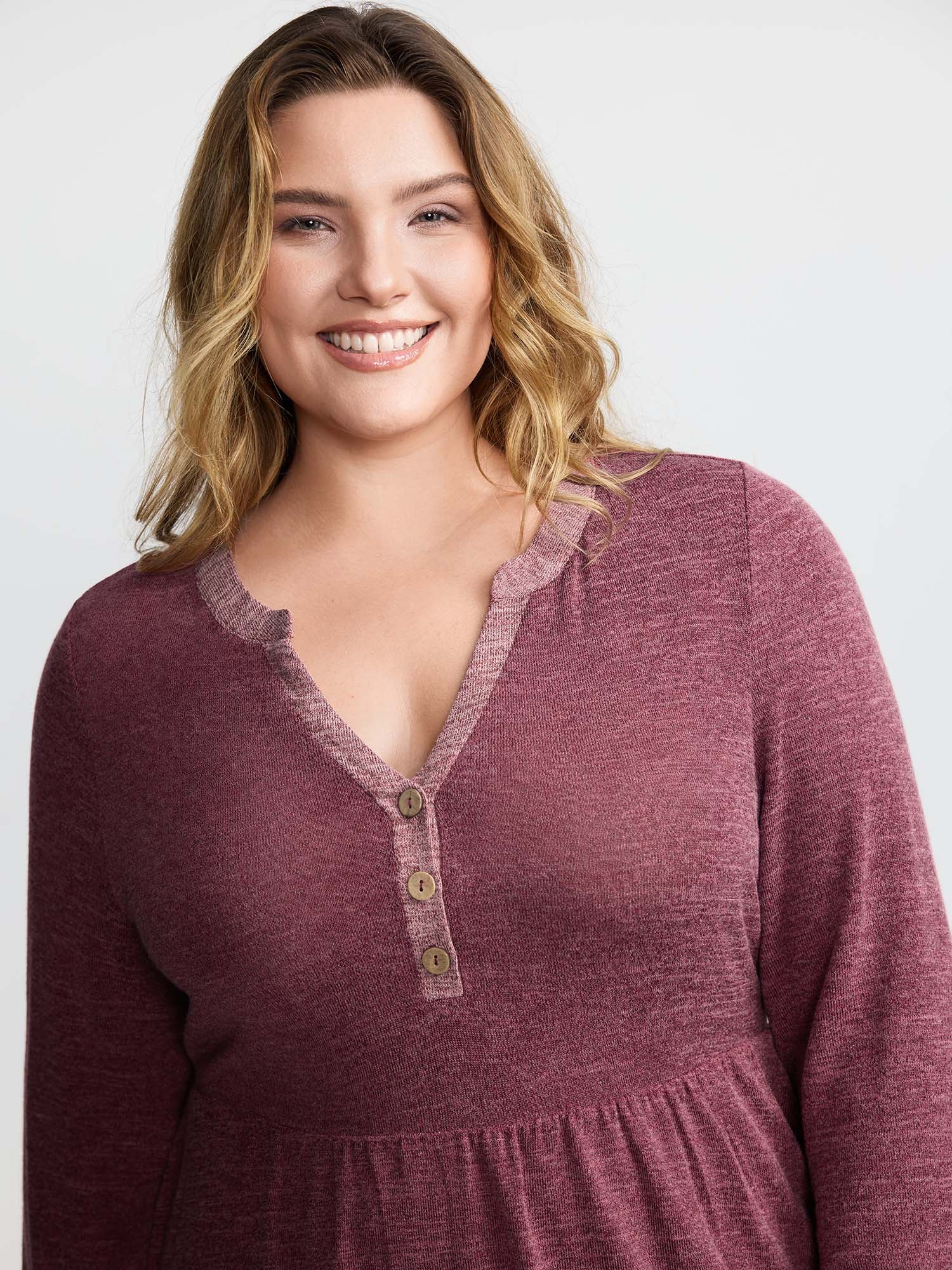 Color Contrast Fit Flared Knit Top