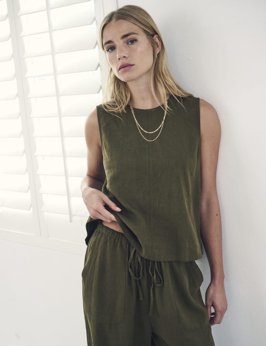 Khaki Green Swing Top