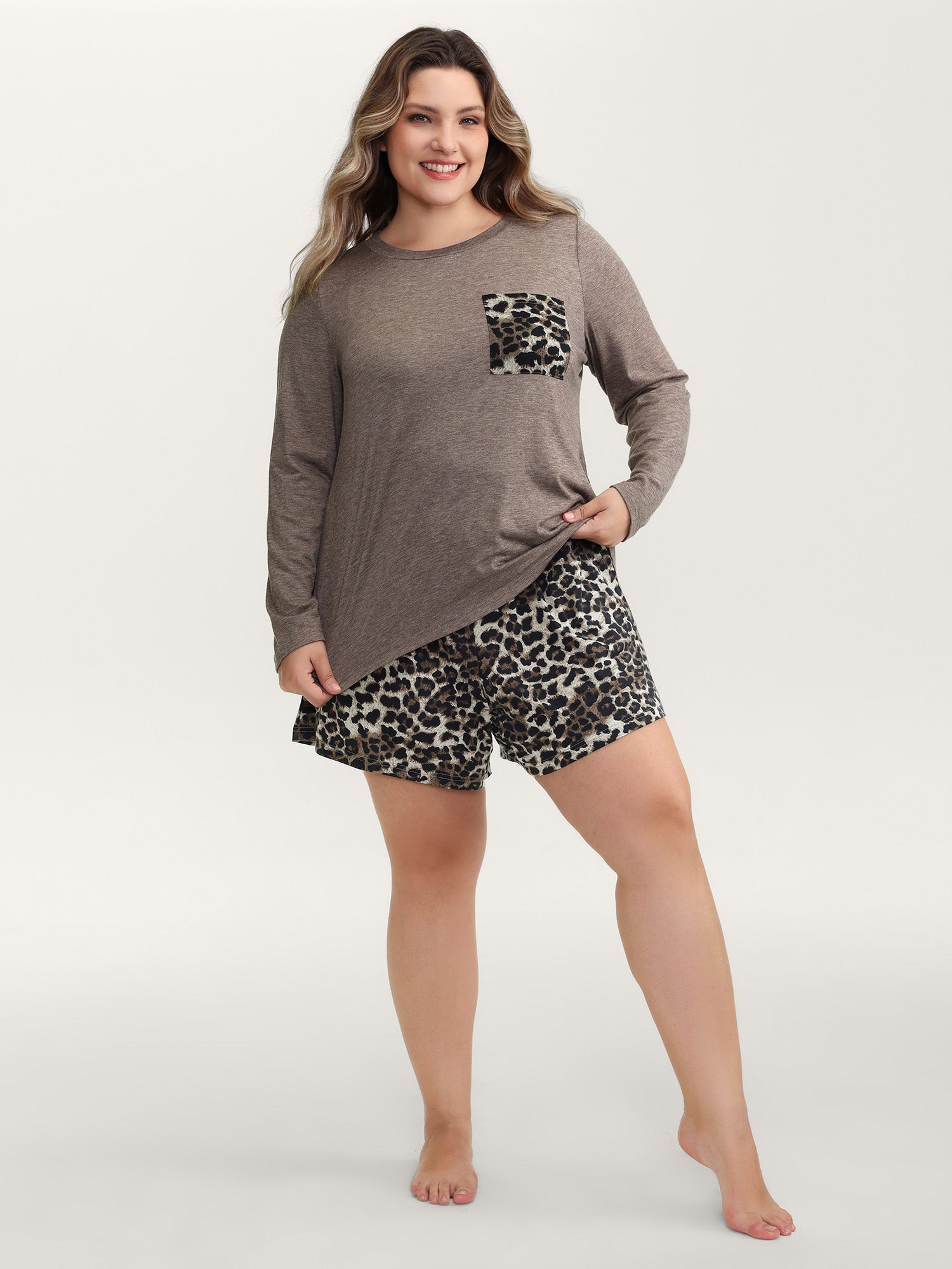 Leopard Print Contrast Lounge Set
