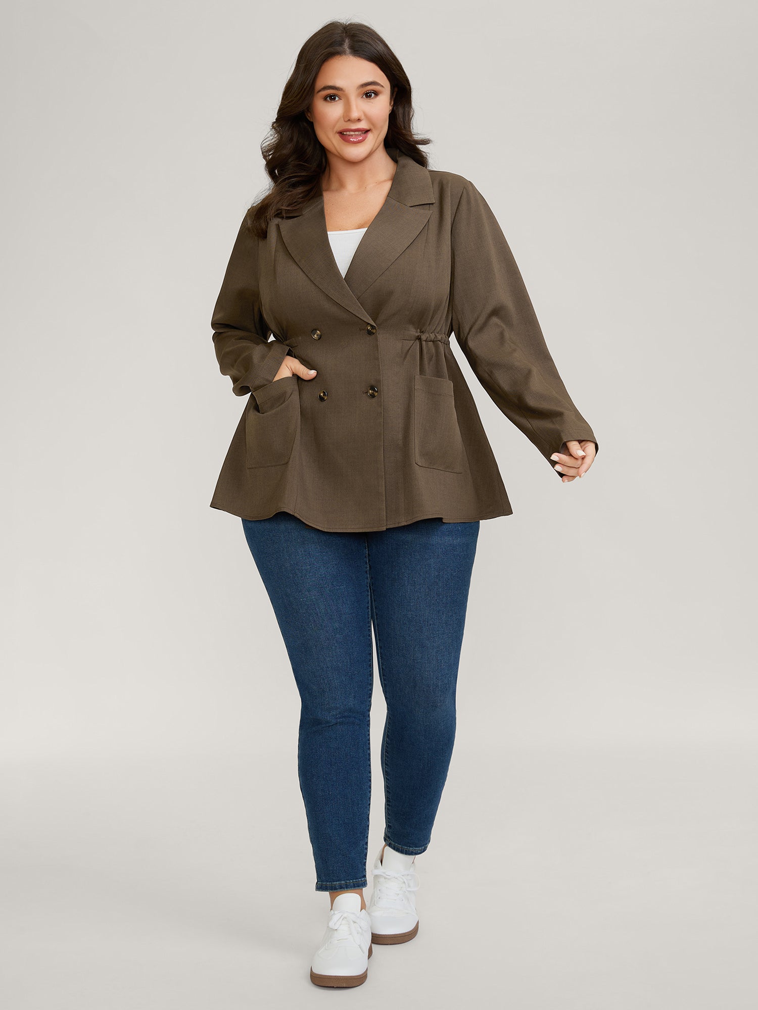 Adjustable Waistline Relaxed Fit Blazer