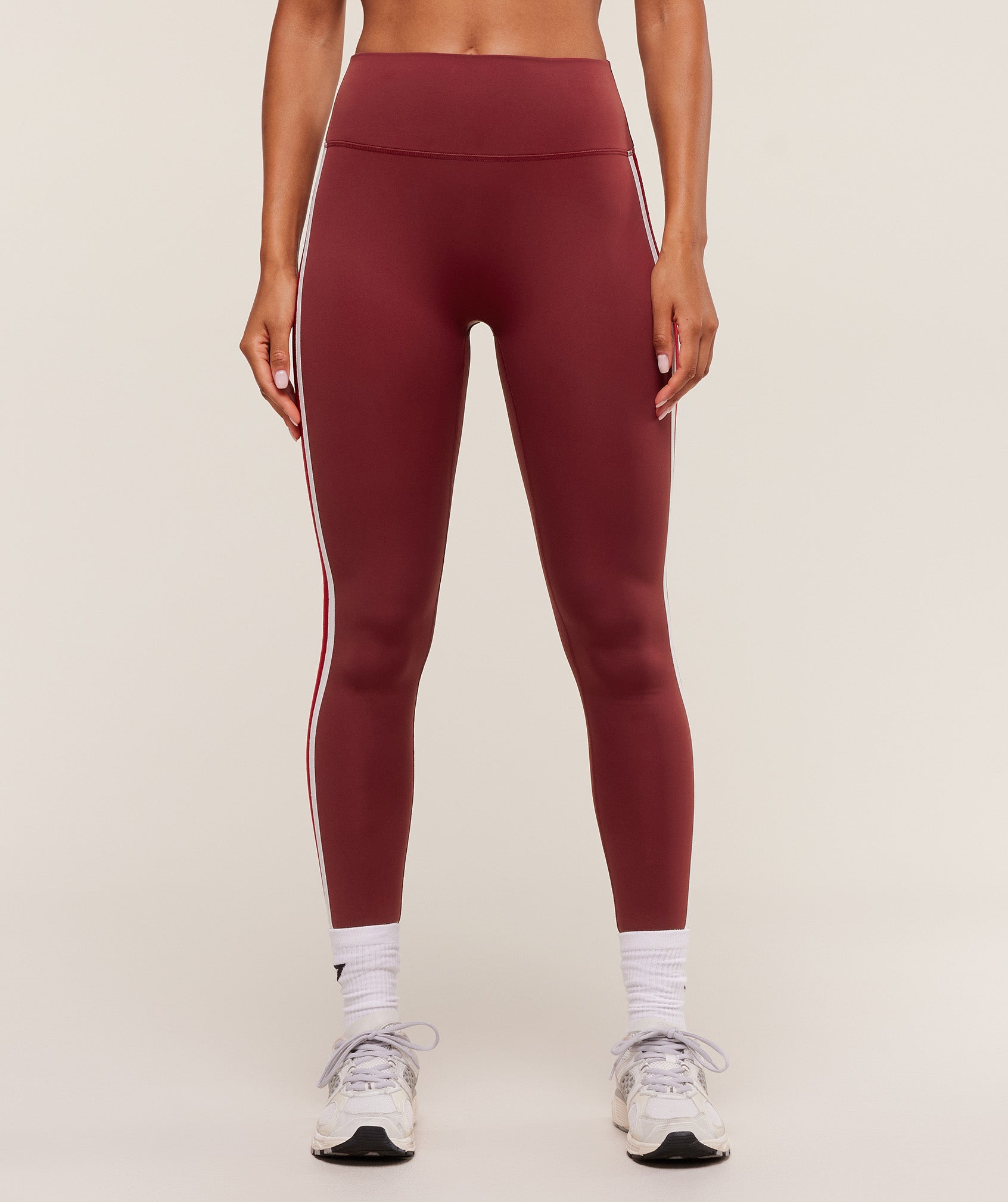 Gymshark Piping Leggings - Sets Red/Carmine Red/Soft White
