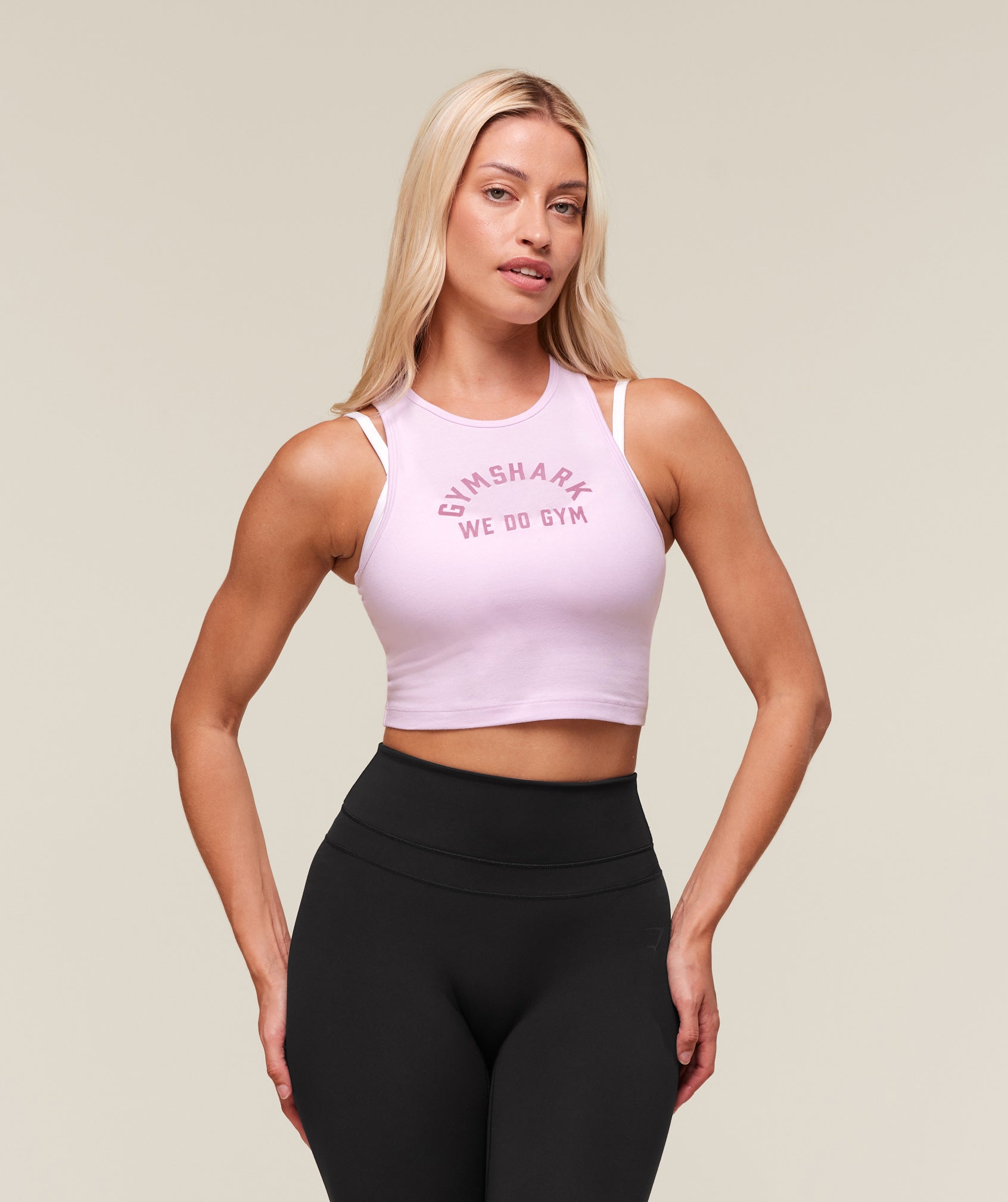 Gymshark We Do Gym Graphic Cropped Tank - Ice Pink