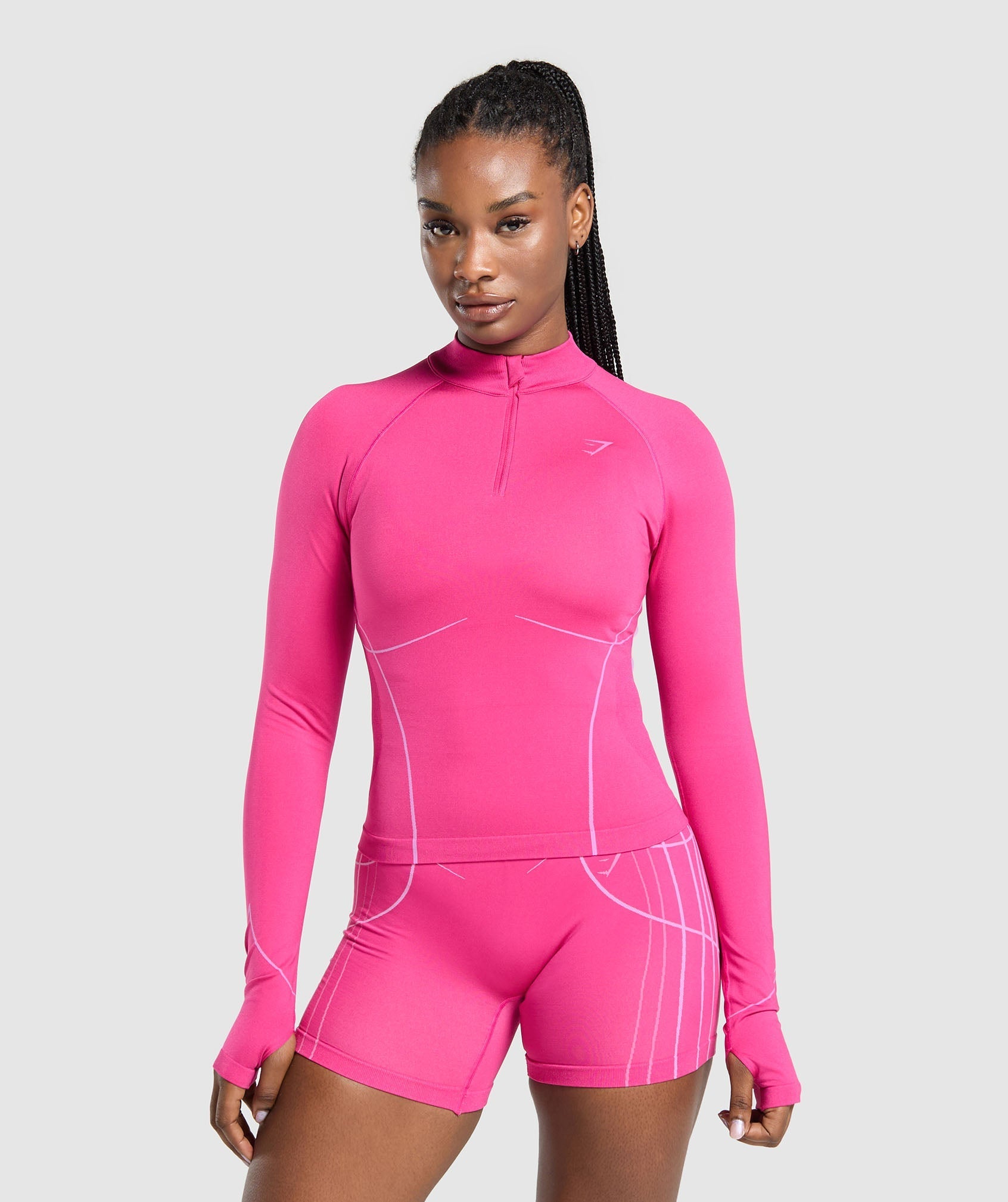 Gymshark Apex Seamless 1/4 Zip Pullover - Valley Pink/Sour Pink