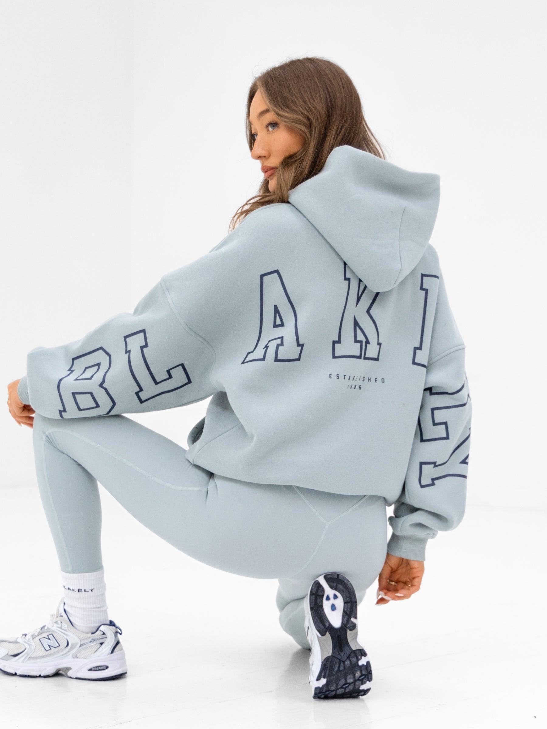 Varsity Isabel Oversized Hoodie - Mineral Blue