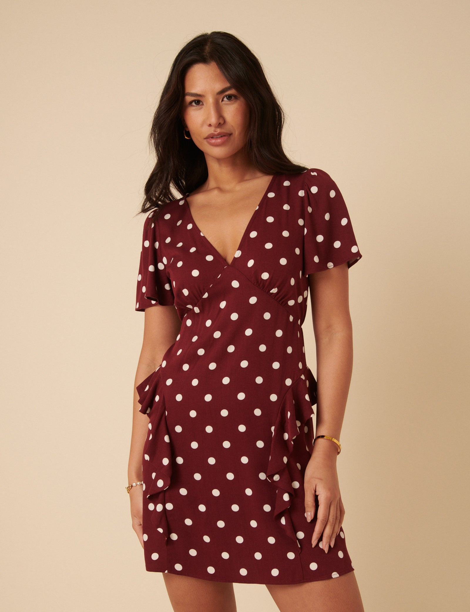 Brown Polka Dot Lydney Mini Dress