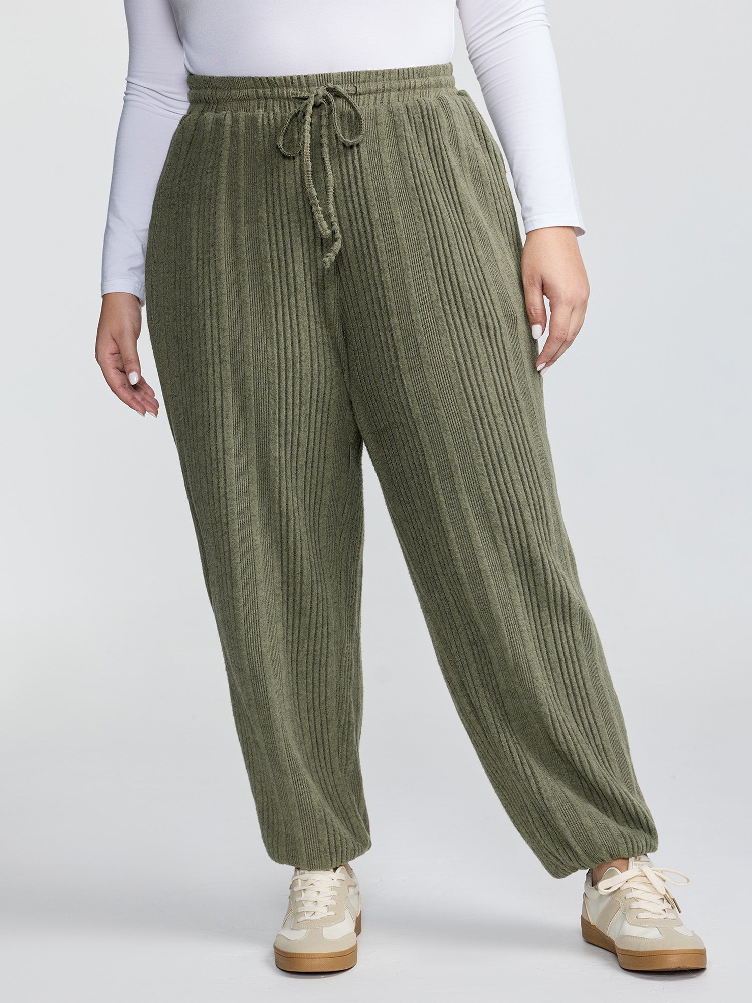 Color Blend Knit Drawstring Lounge Bottoms