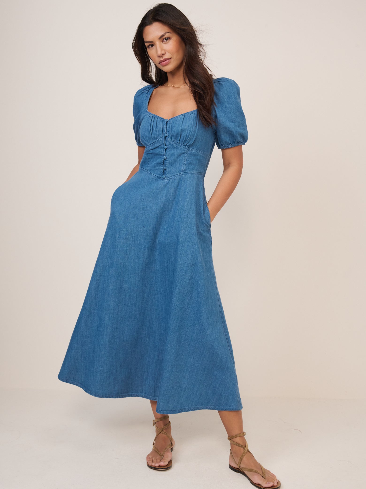 Blue Denim Tulla Midi Dress