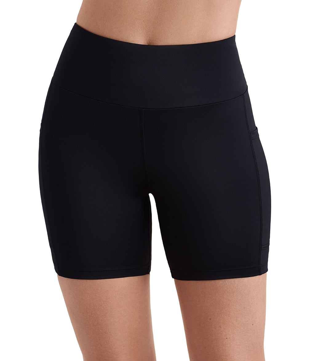Shape Solver By Penbrooke Women's Divine Solids Yoga Waist Midi Swim Short