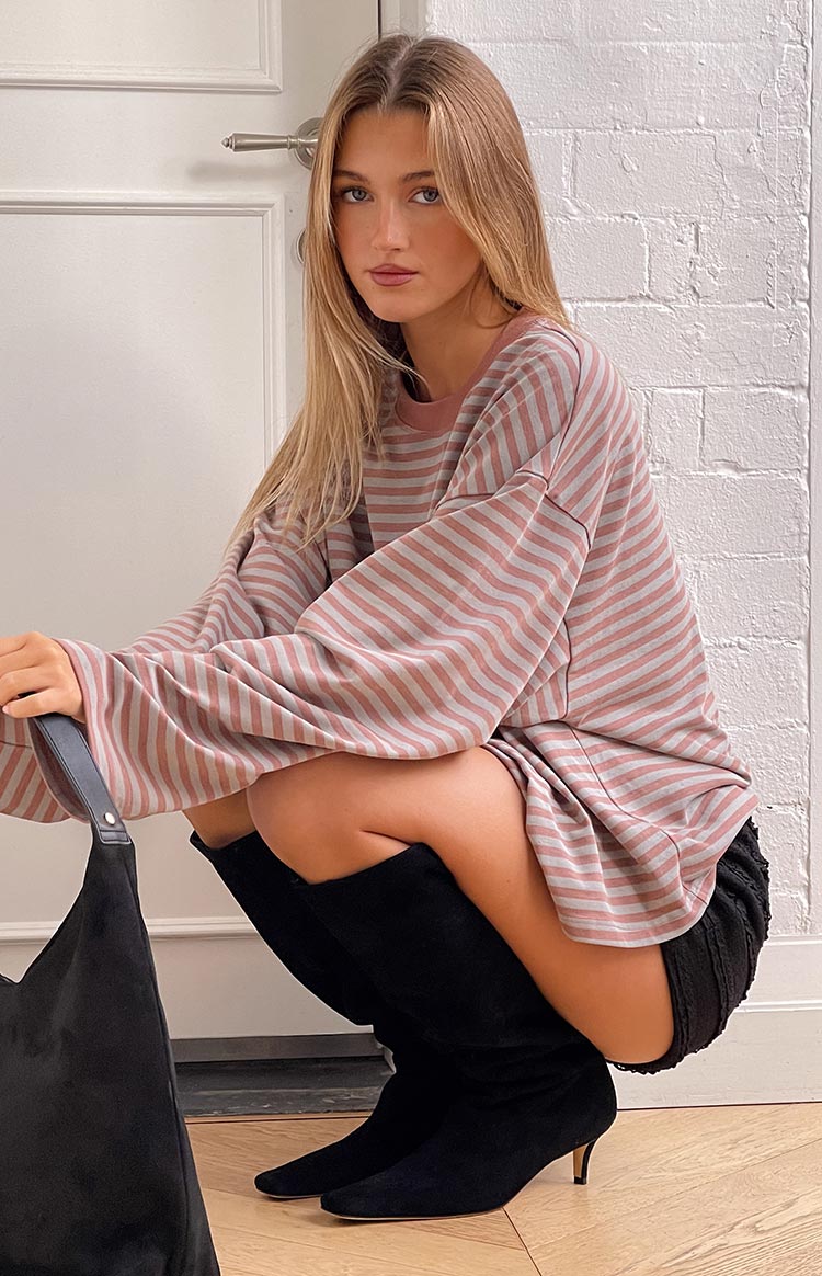 Lioness Bloom Muted Pastels Stripe Long Sleeve Top