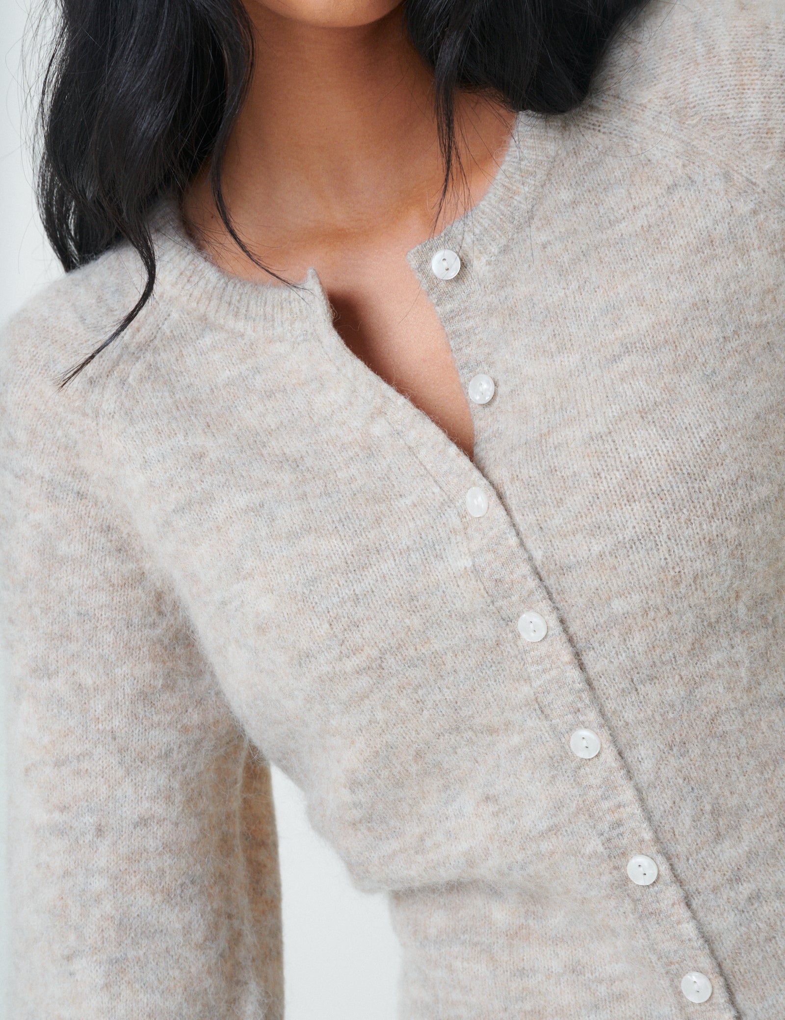 Beige Wool Blend Cardigan