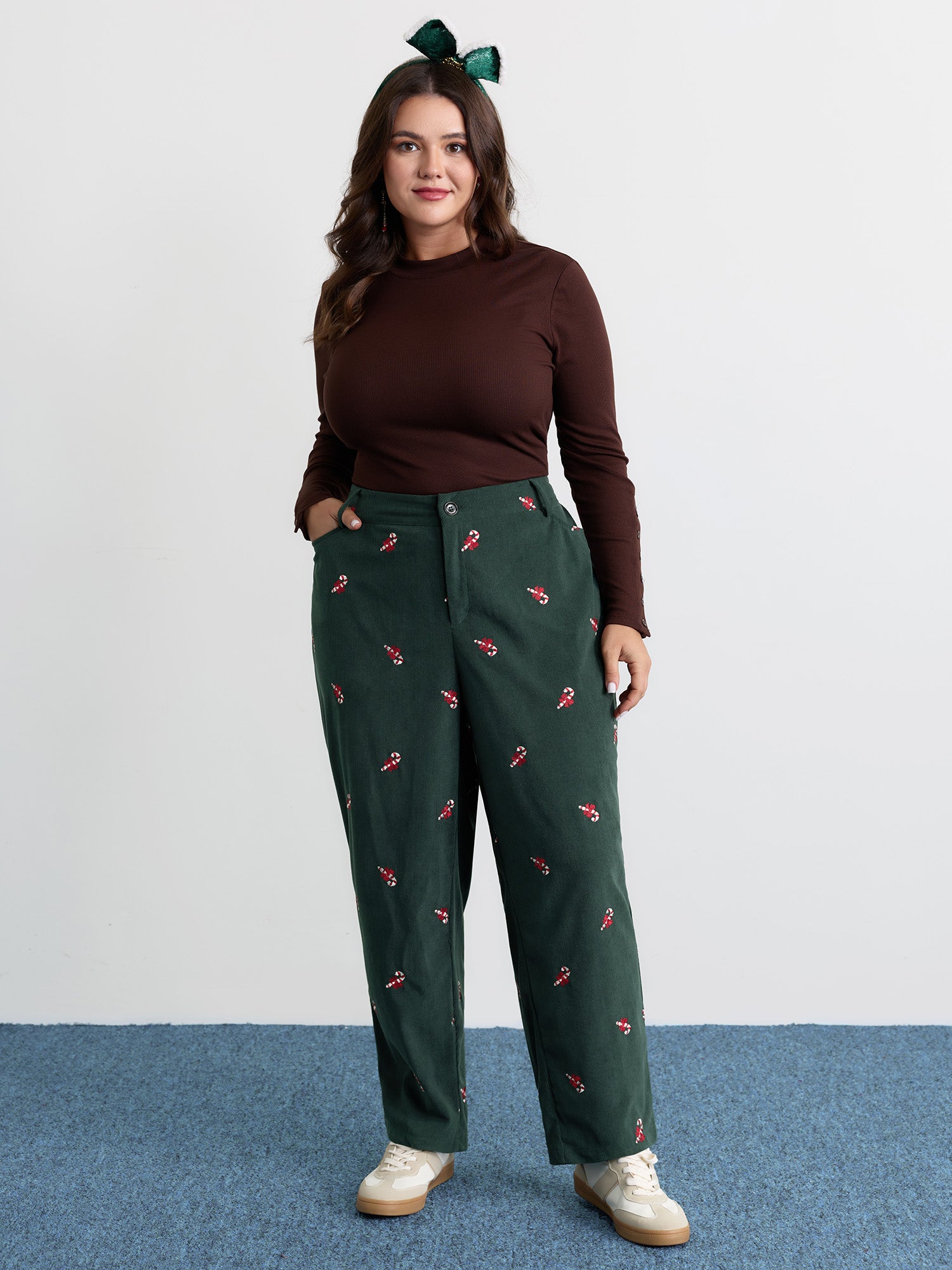 Holiday Candy Embroidery Pants