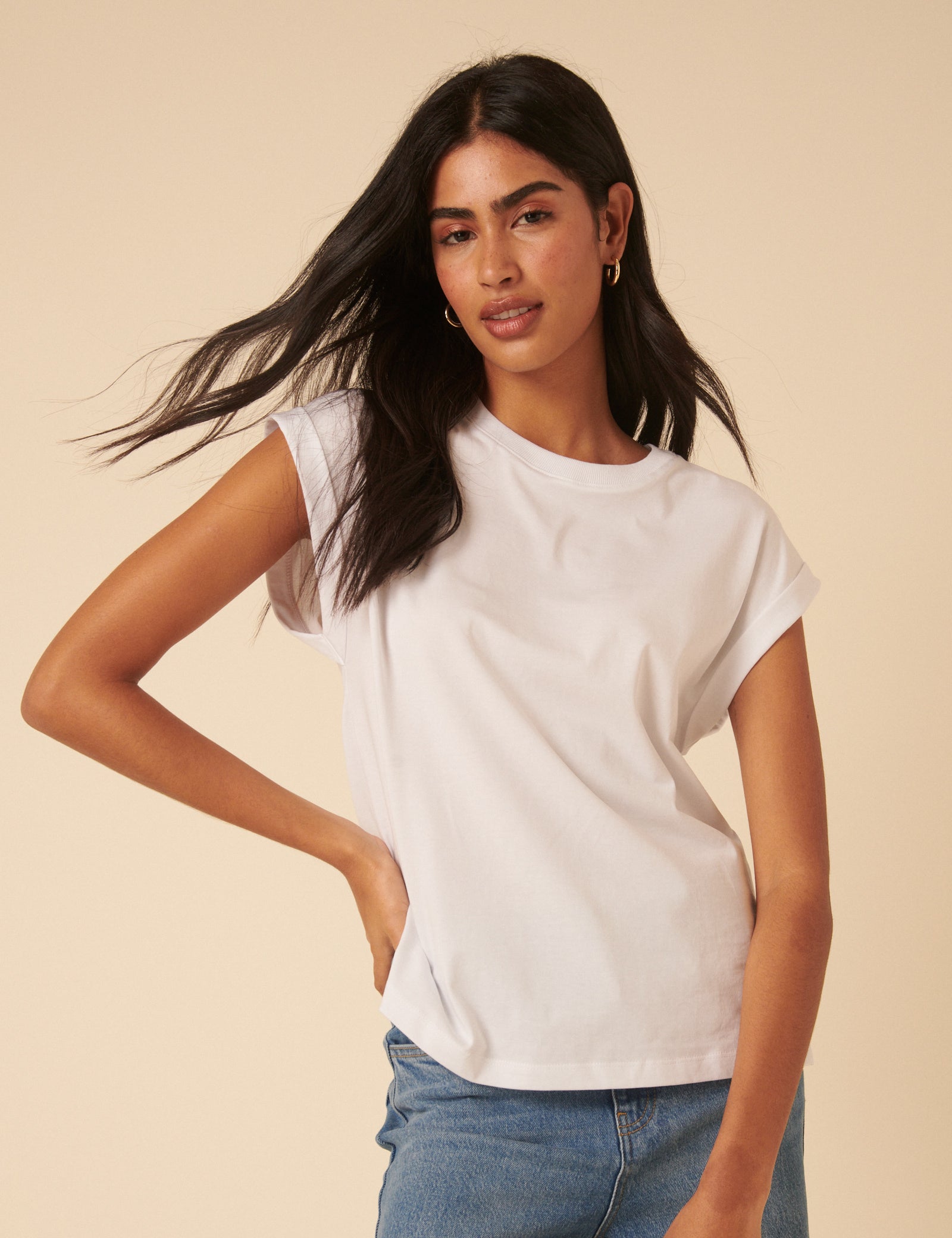 White Cap Sleeve T-Shirt
