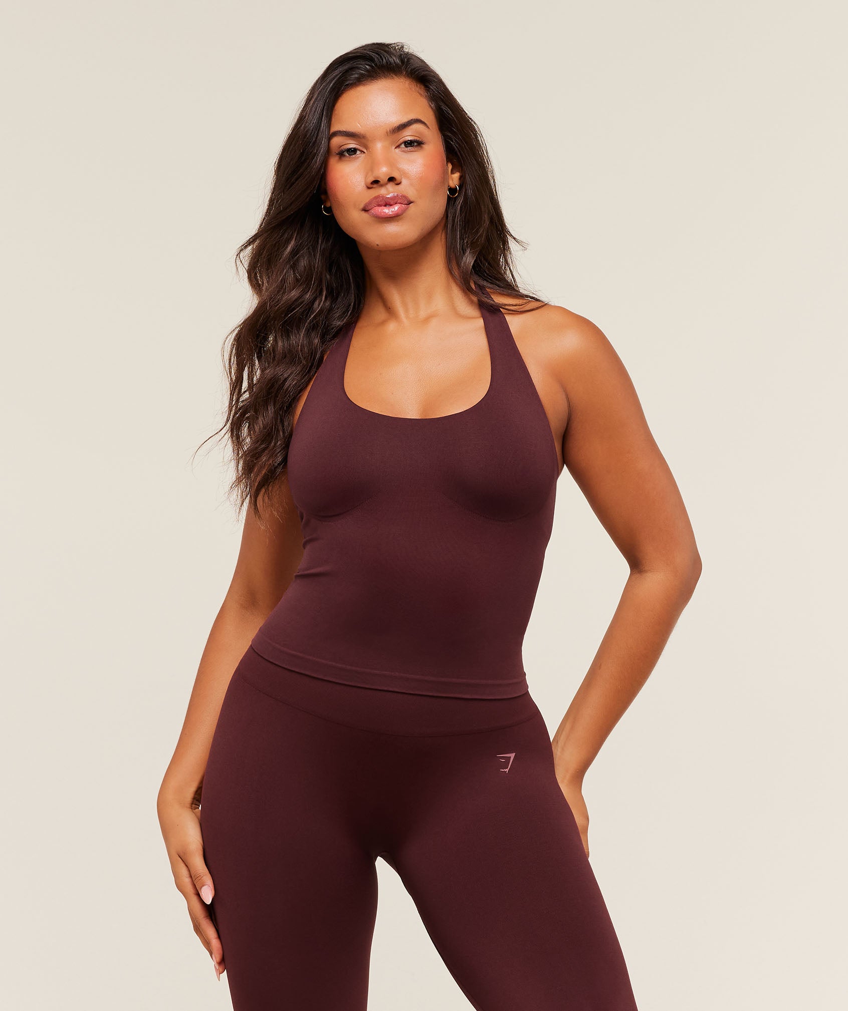 Gymshark Soft Sculpt Halterneck Tank With Shelf - Rich Maroon