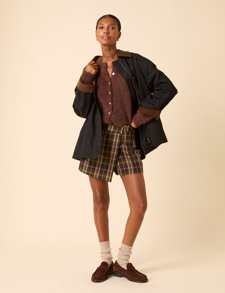 Green & Brown Check Mini Skort