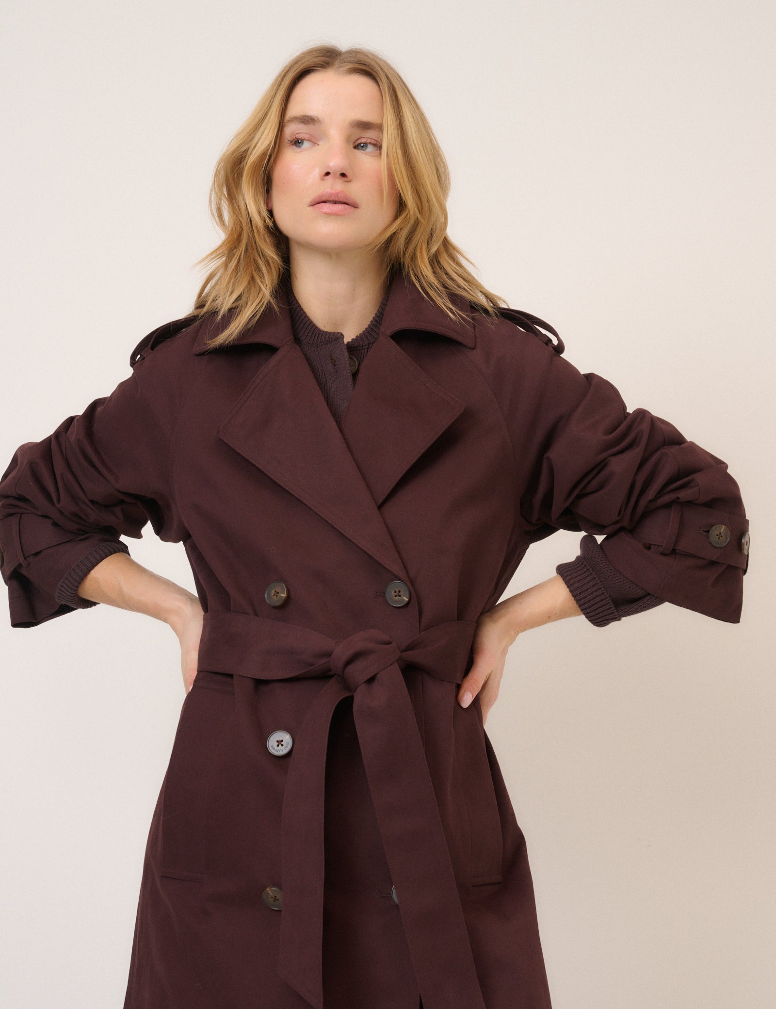 Chocolate Brown Double Breasted Trench Coat
