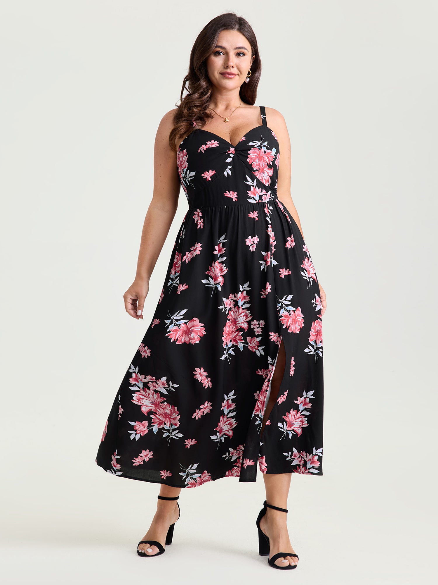 Pure Floral Romance Twist-Front Midi Dress