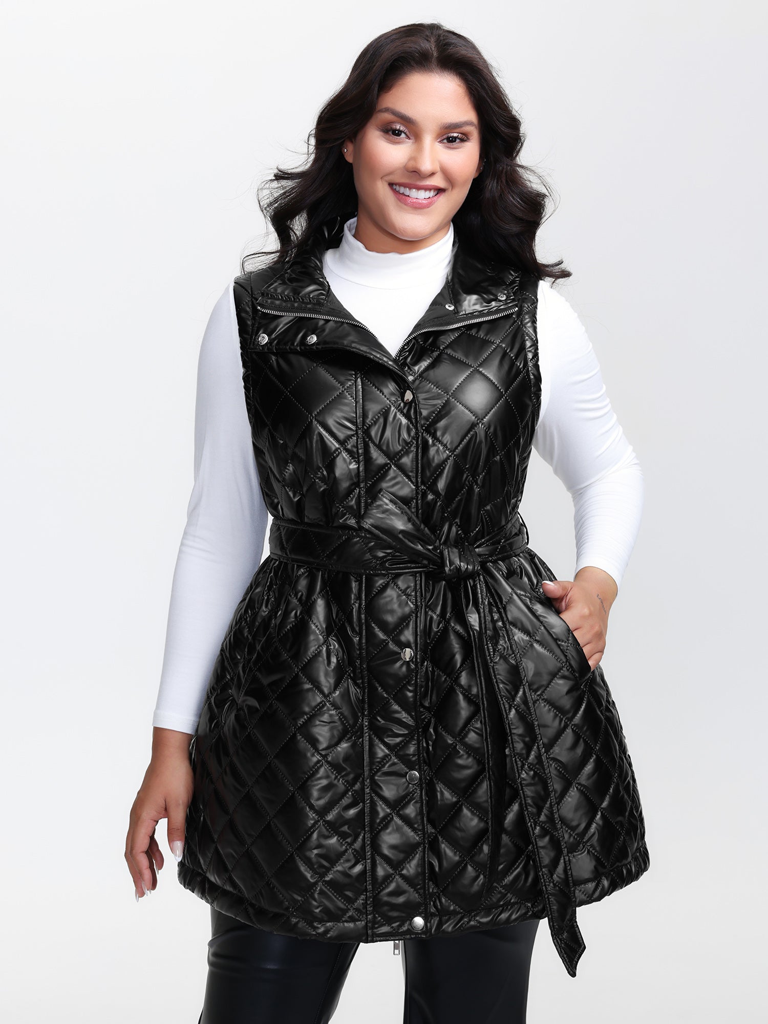 Quilted Cotton Waist-Tie Vest