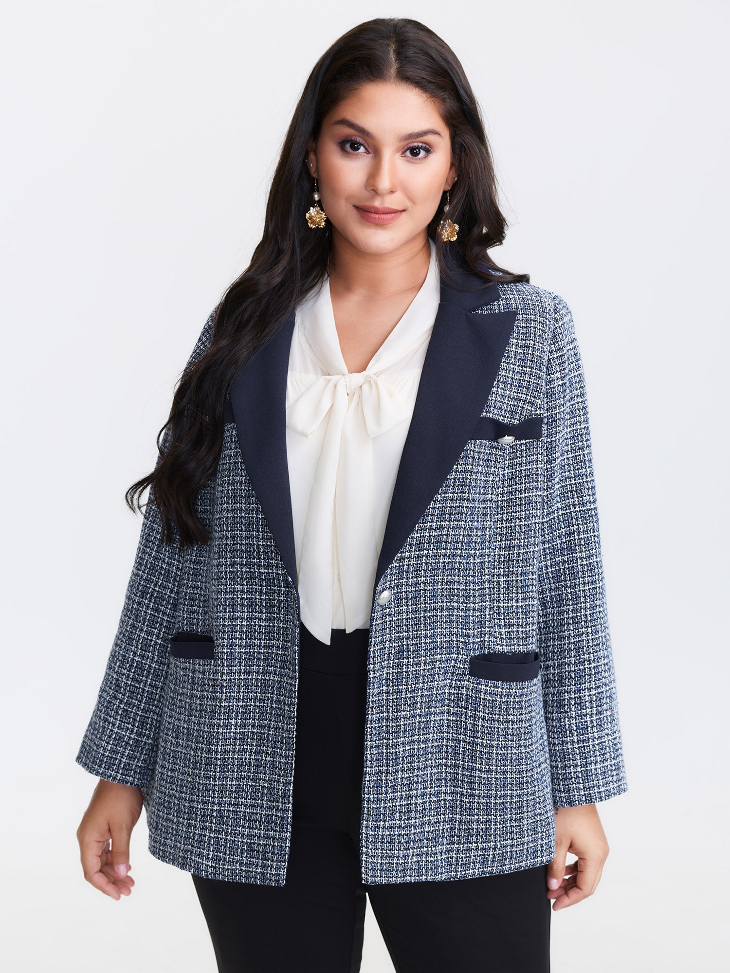 Tweed Color Contrast Blazer