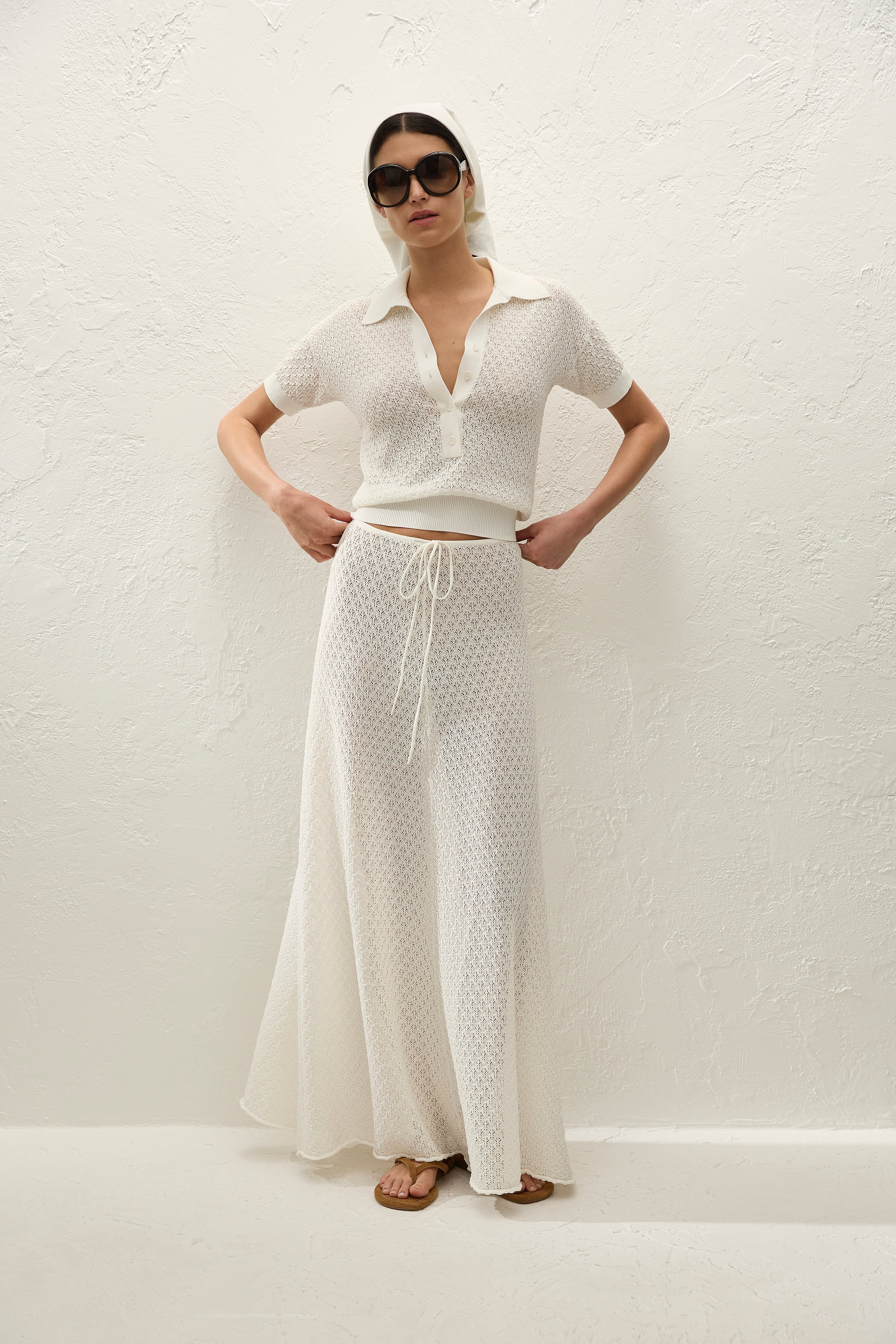 Lenna Skirt Pointelle Lace Vintage White - Final Sale