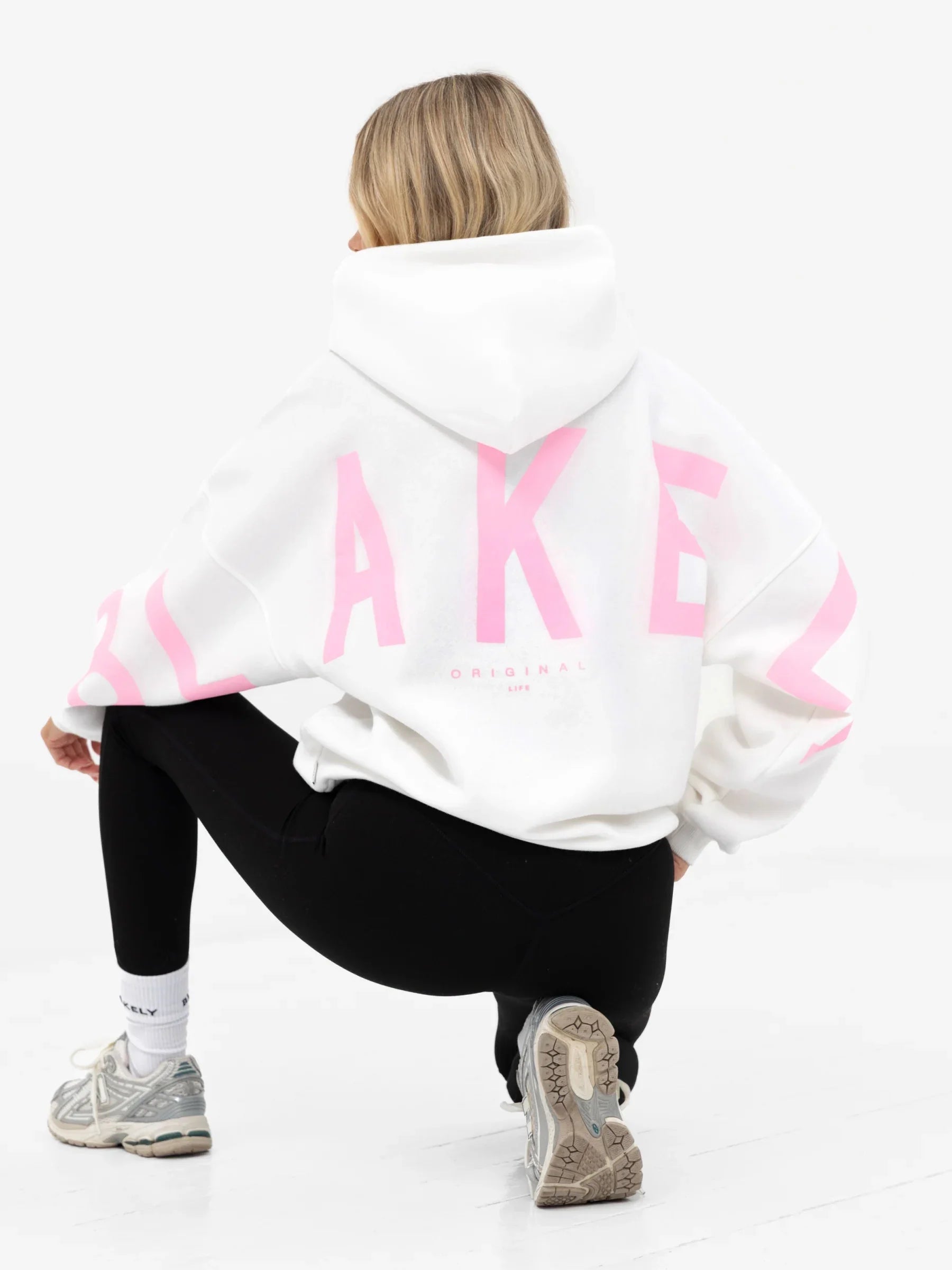Isabel Oversized Hoodie - Flat White & Powder Pink