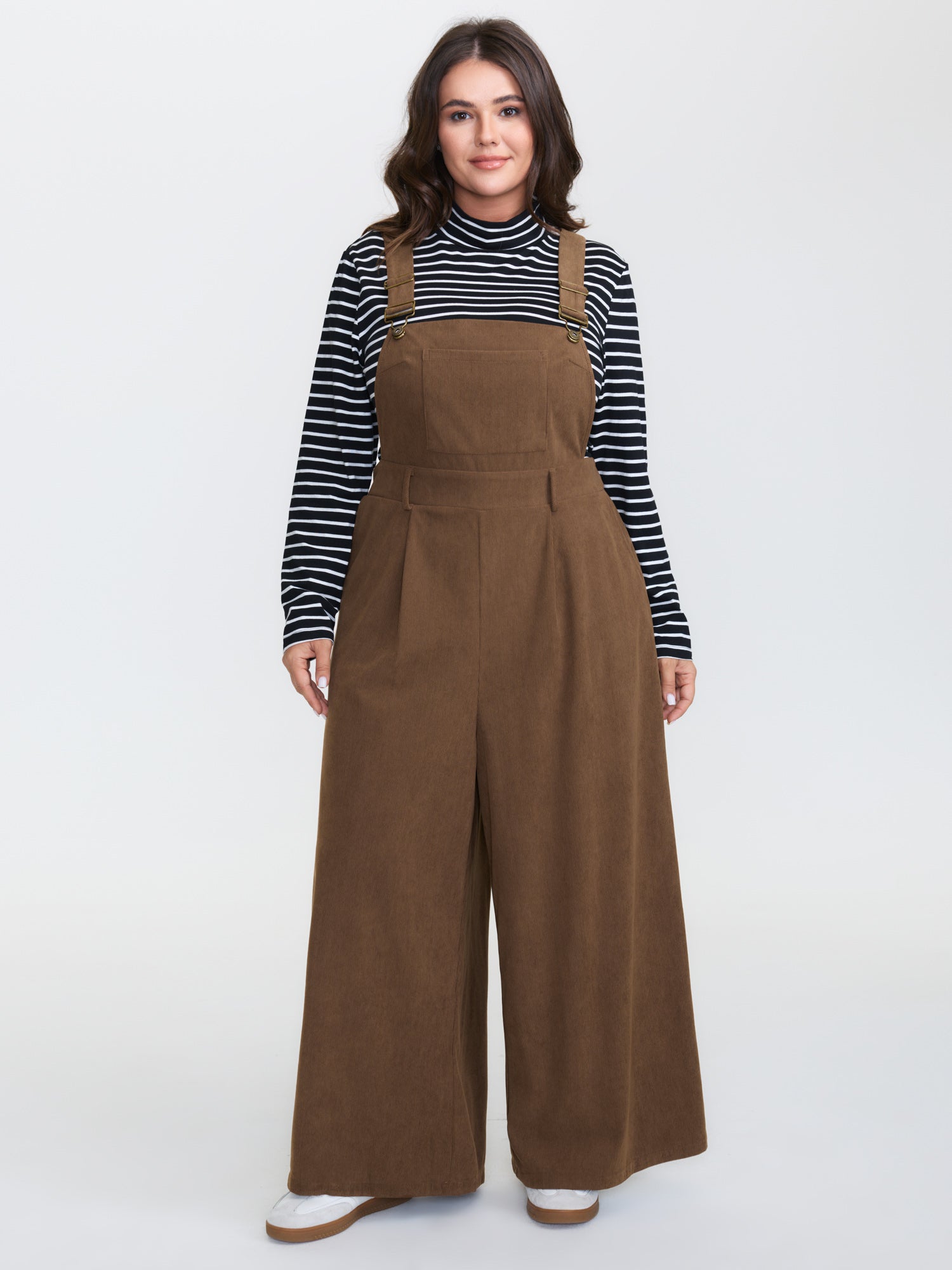 Corduroy Adjustable Shoulder Strap Jumpsuit