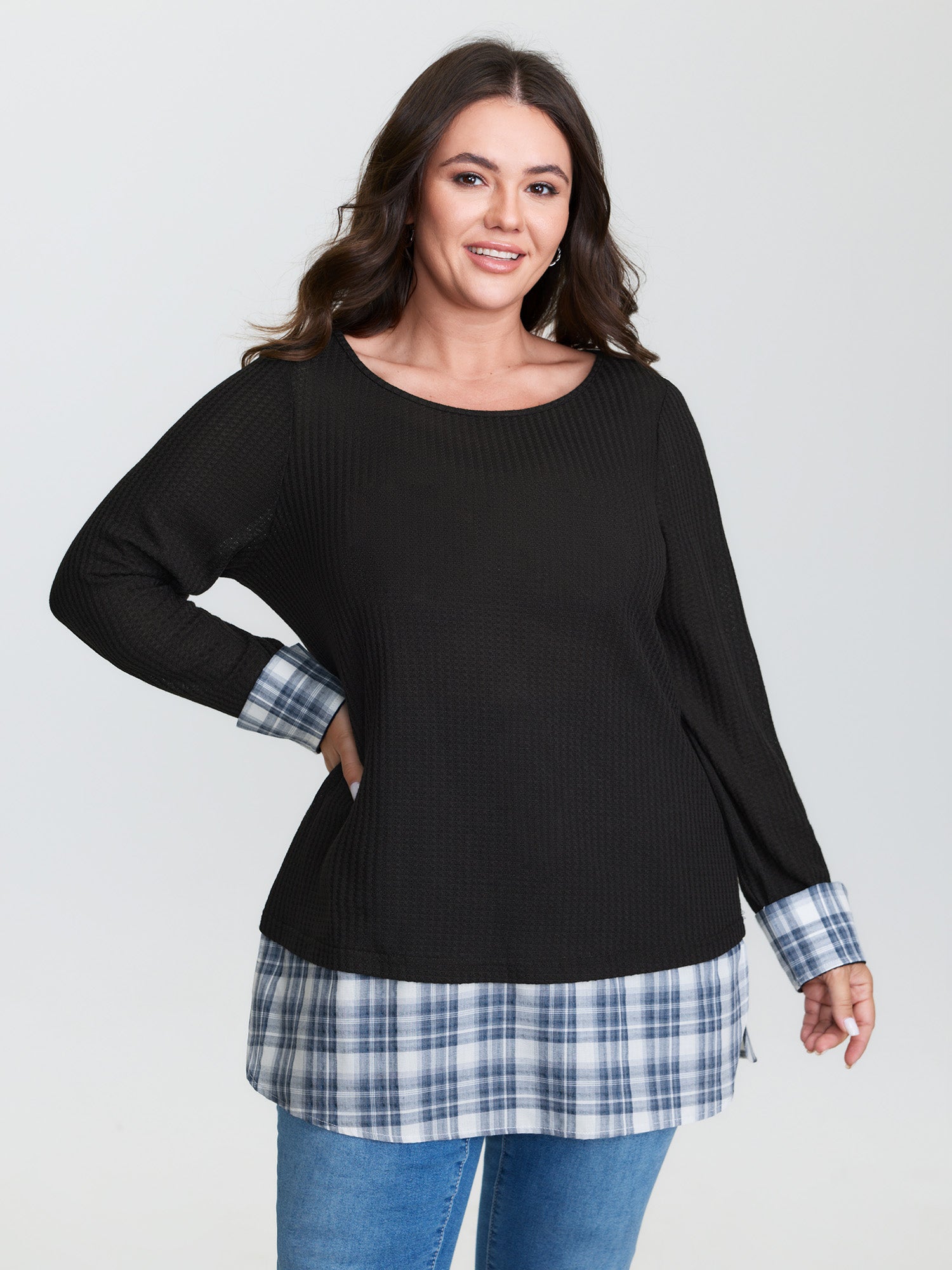 2-in-1 Checkered T-Shirt