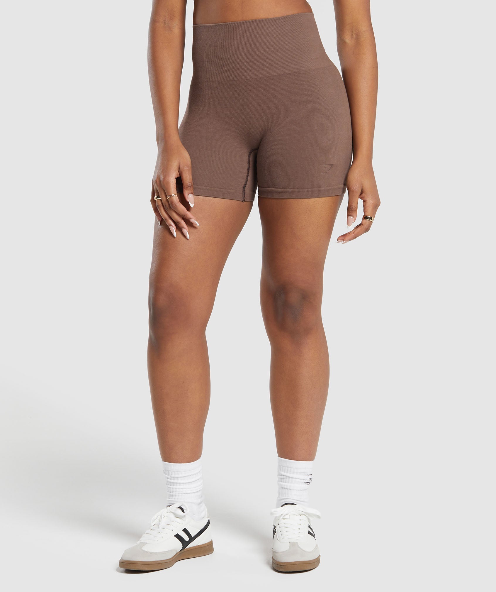 Gymshark Ribbed Cotton Seamless Shorts - Soft Brown