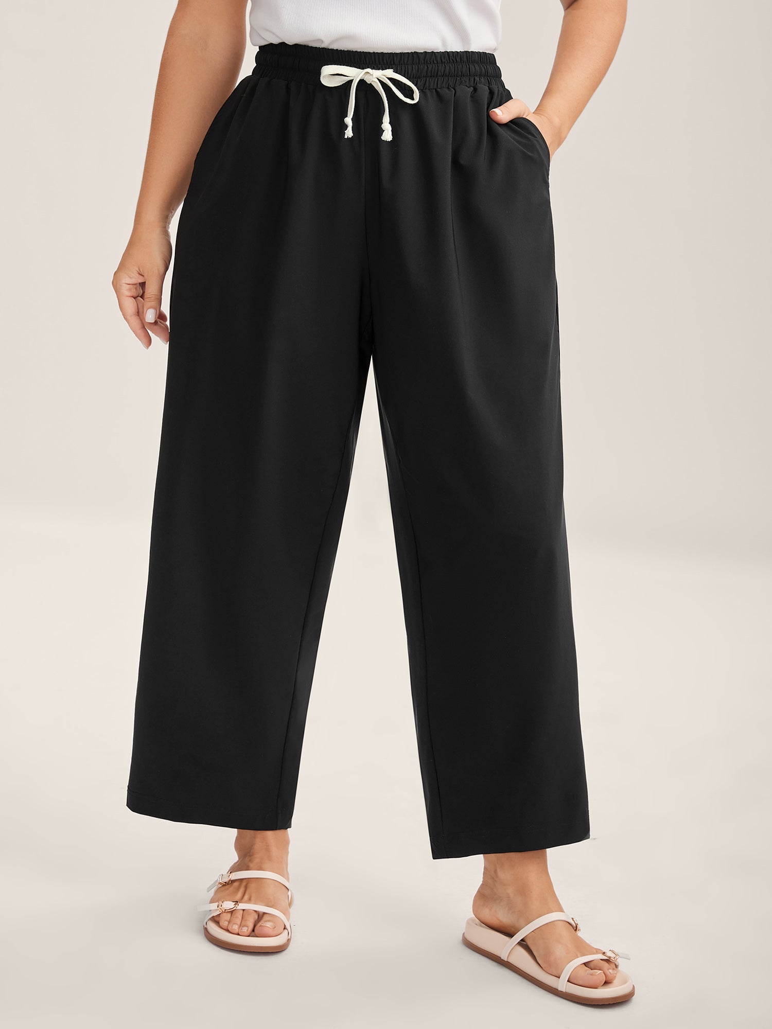Quick-Dry Waist Drawstring Straight-Leg Pants