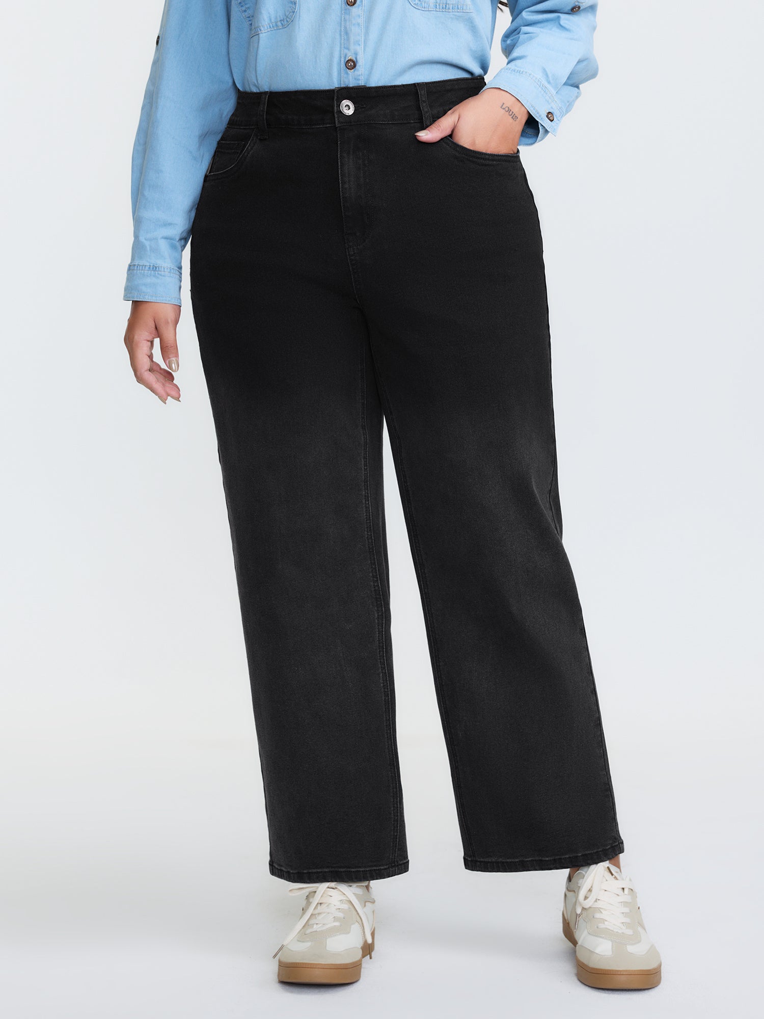 Stretchy Mid-Rise Straight-Leg Jeans