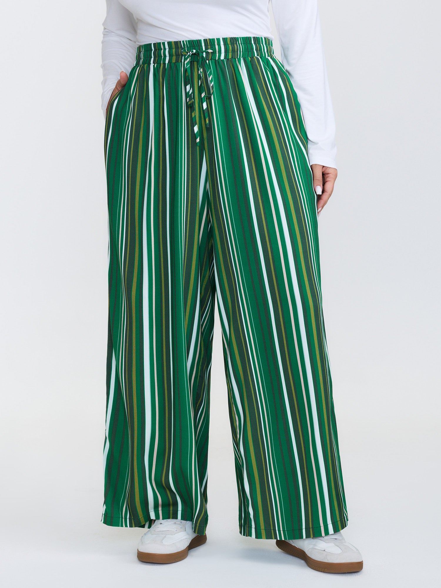 Colorful Stripes Drawstring Waist Pants