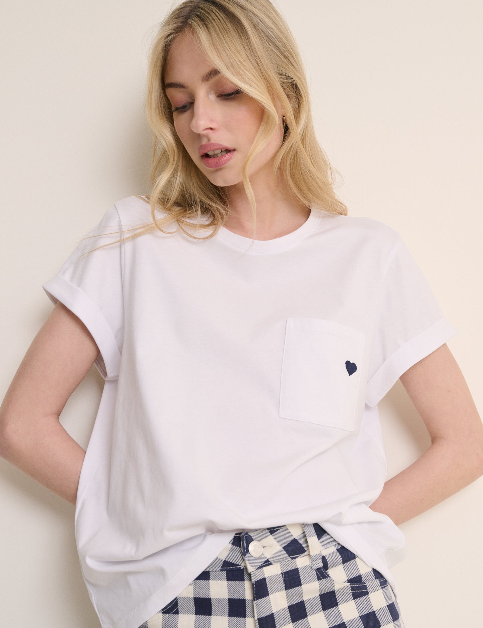 White Heart Embroidered T-Shirt