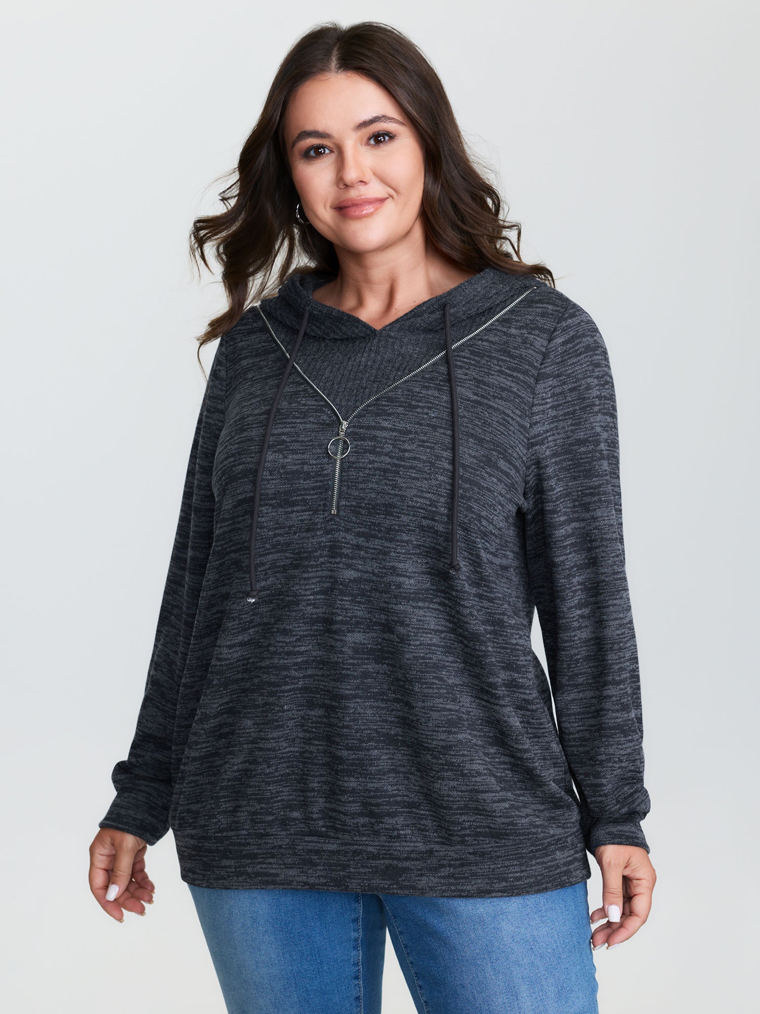 2-in-1 Heather Half-Zipper Hoodie