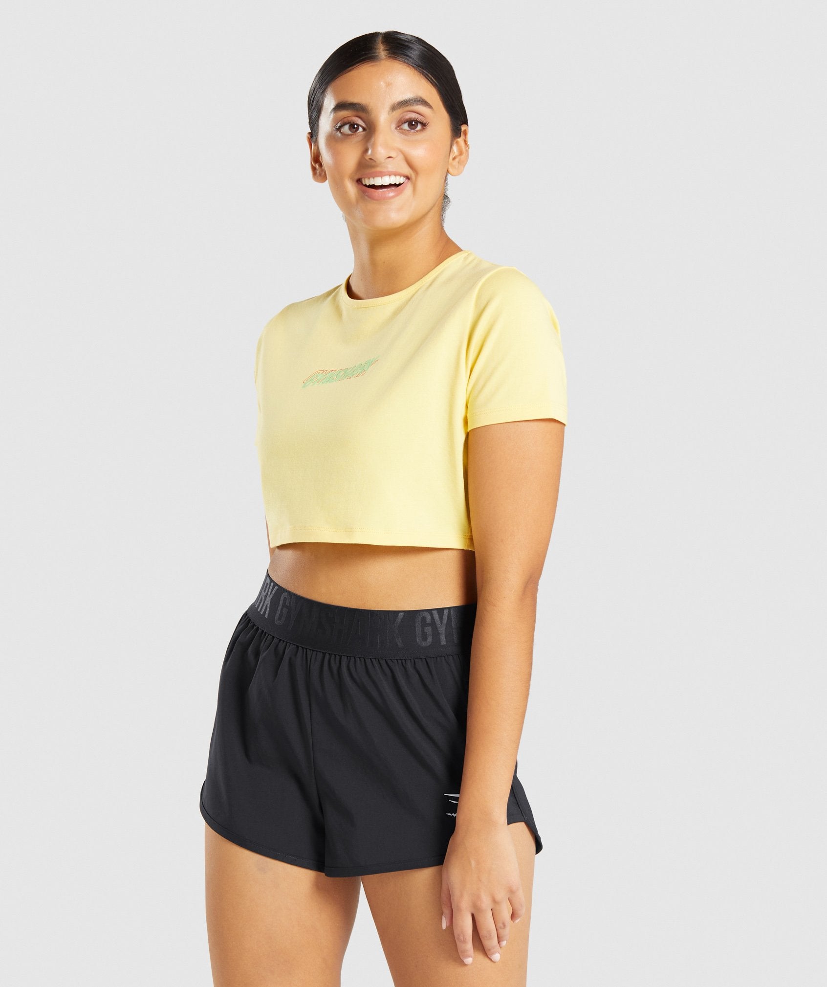 Gymshark Italic Graphic Crop Top - Yellow