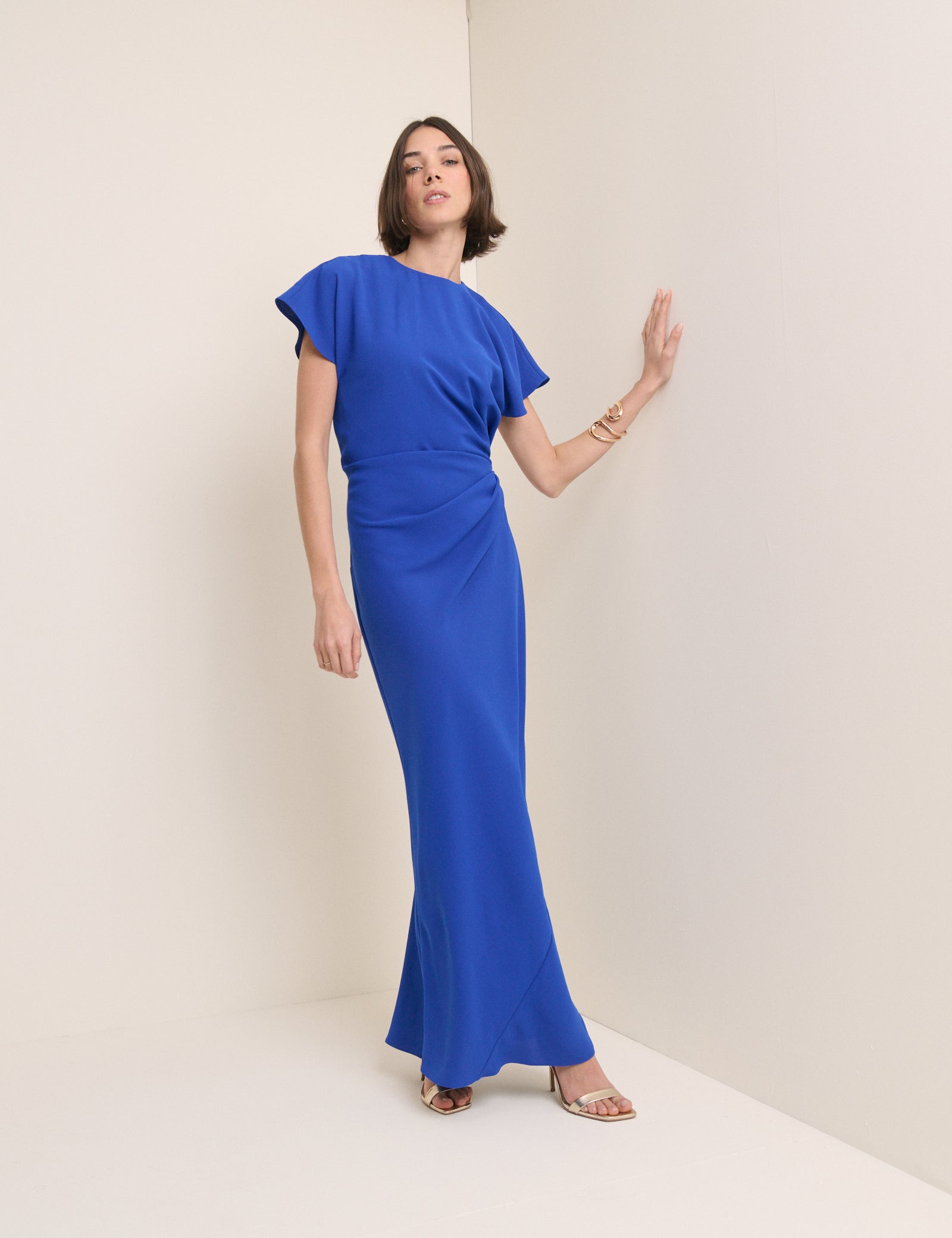 Electric Blue Asymmetric Naz Maxi Dress