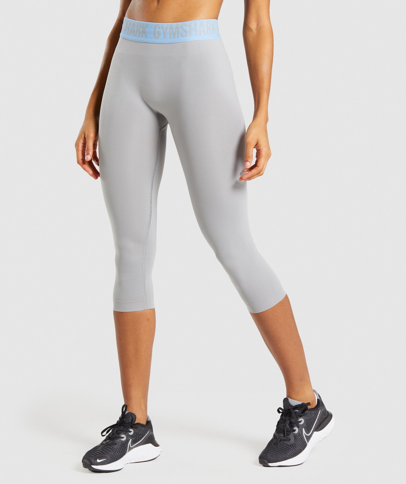 Gymshark Fit Seamless Cropped Leggings - Smokey Grey/Light Blue