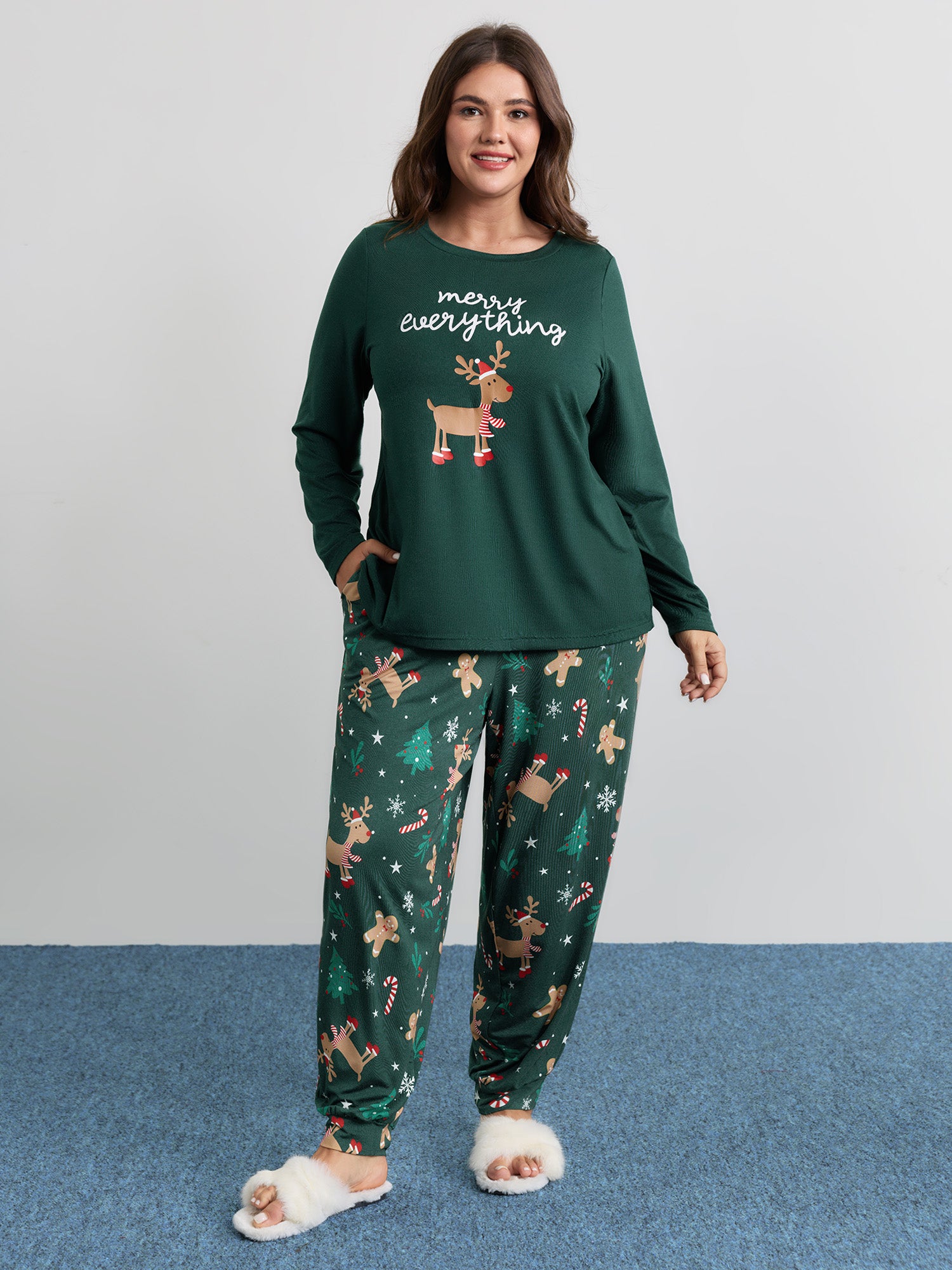 Holiday Cozy Print Pockets Loungewear Set