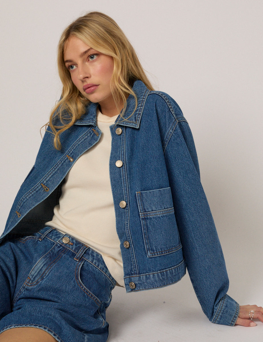 Blue Boxy Denim Jacket