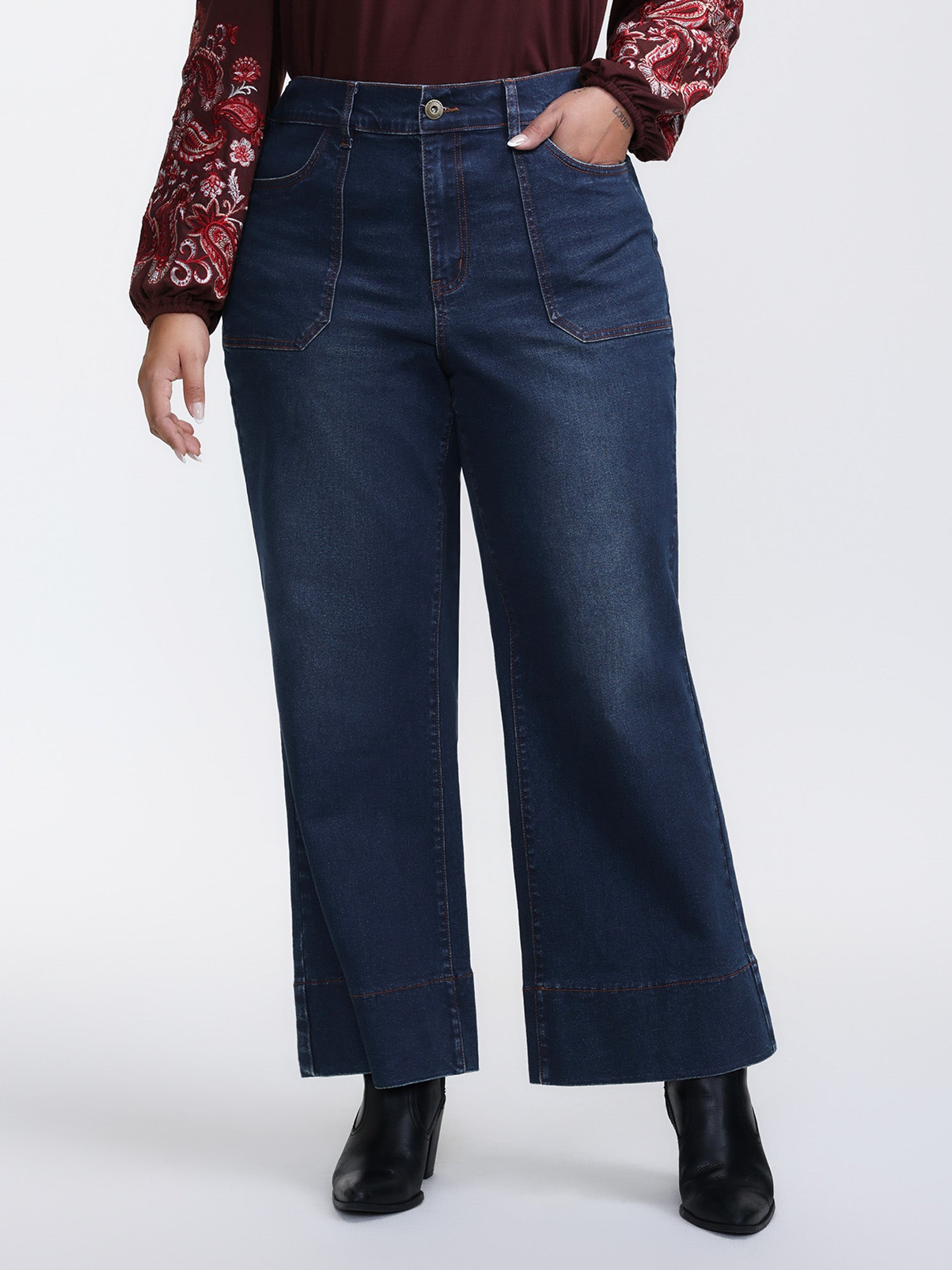 Flared Hem Easy-Fit Jeans