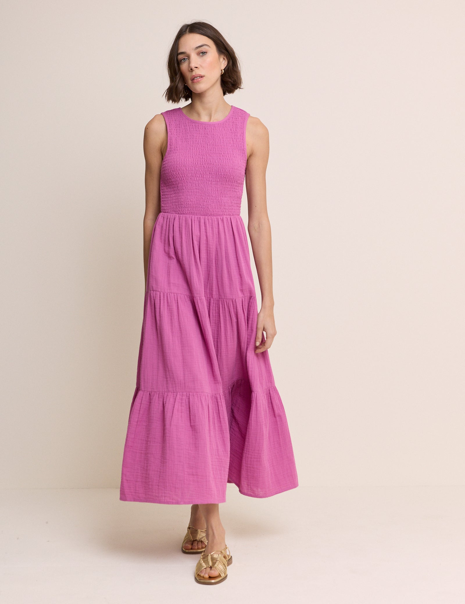 Pink Sleeveless Charlie Midi Dress
