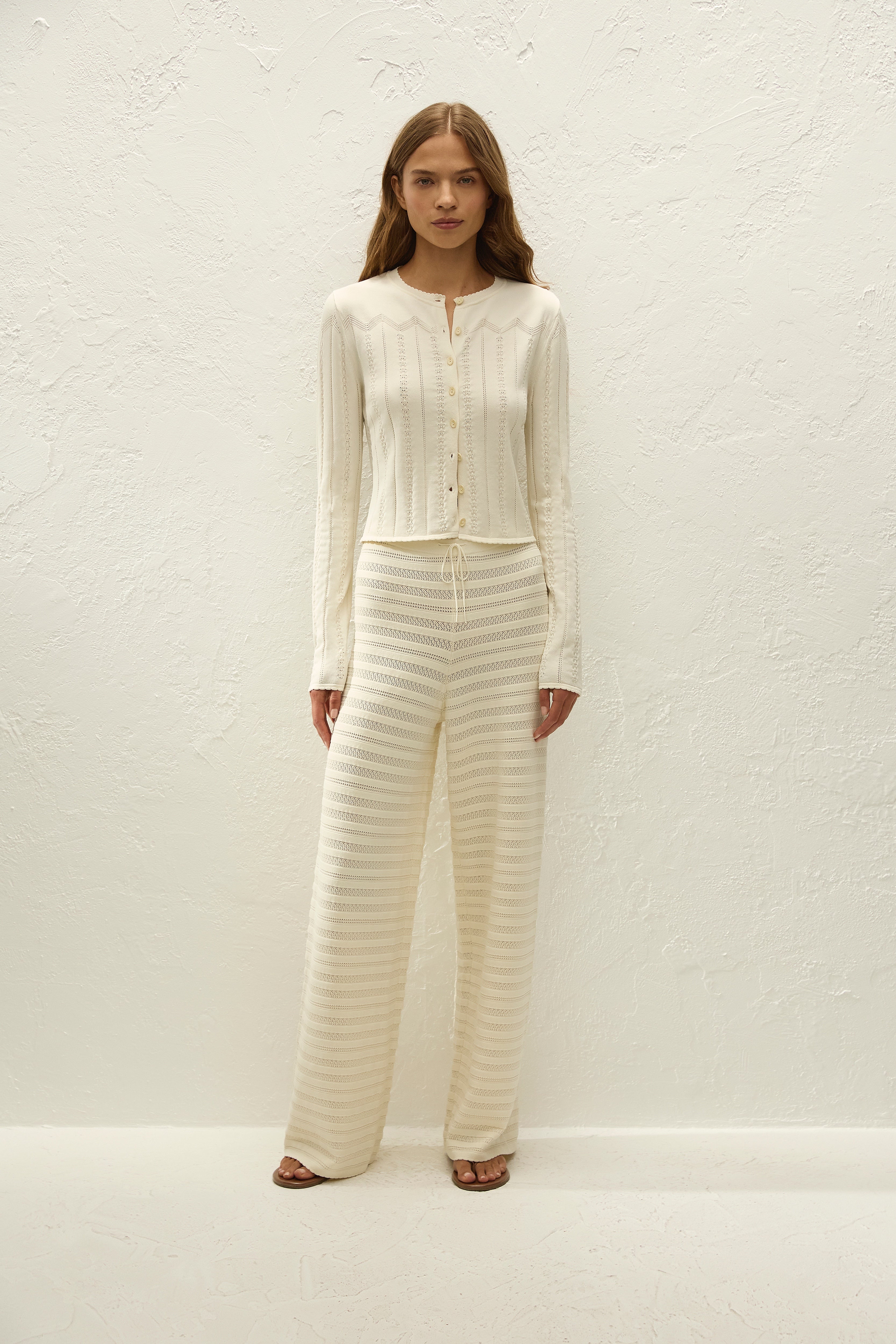 Tanya Pant Ida Pointelle Vintage White