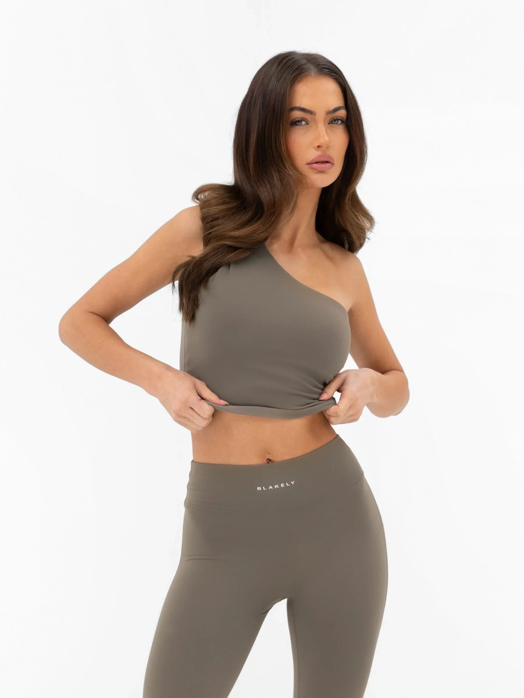 SculptForm One Shoulder Vest - Safari Green